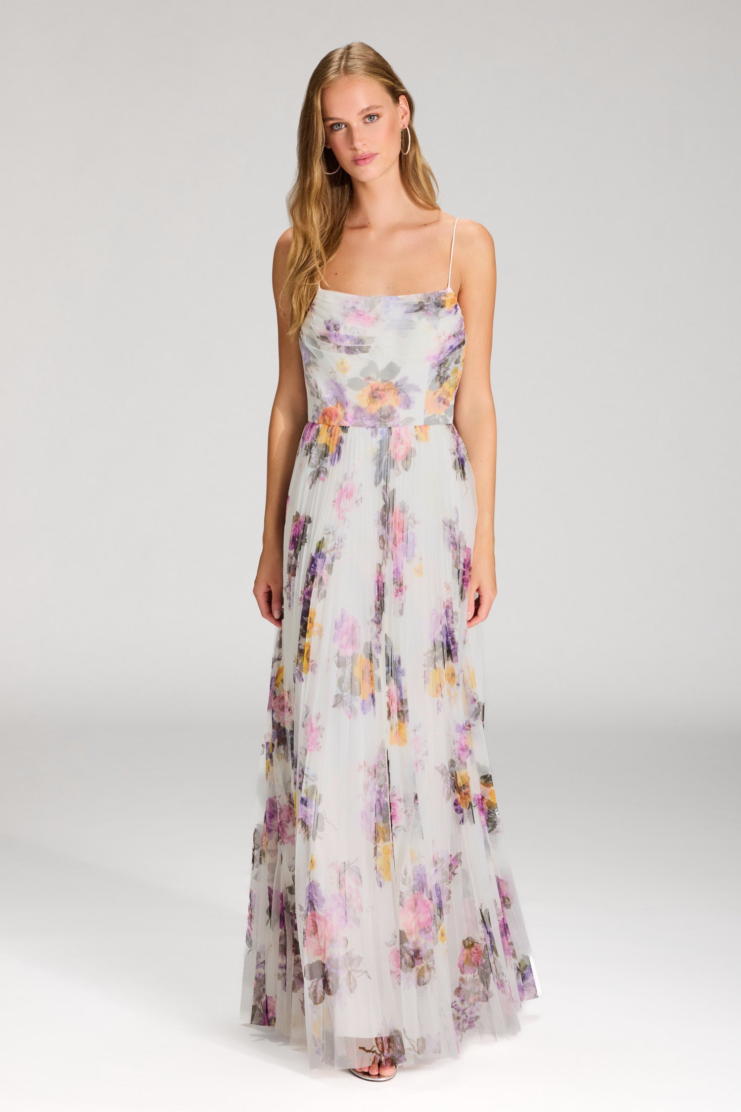 Printkleid mit plissiertem Rock ivory multi print