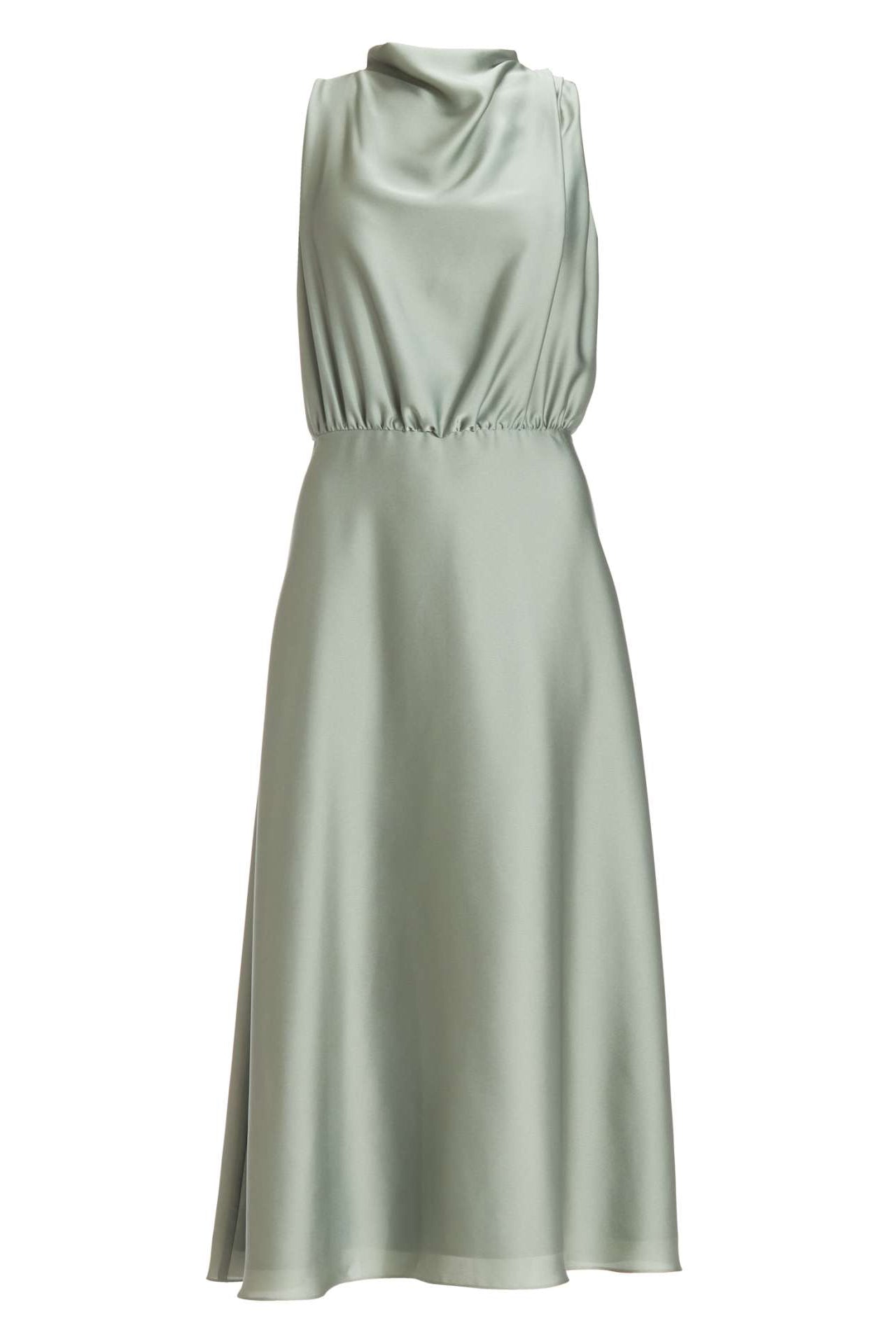 Midi Kleid aus nachhaltigem Satin mit Drapierung am Kragen