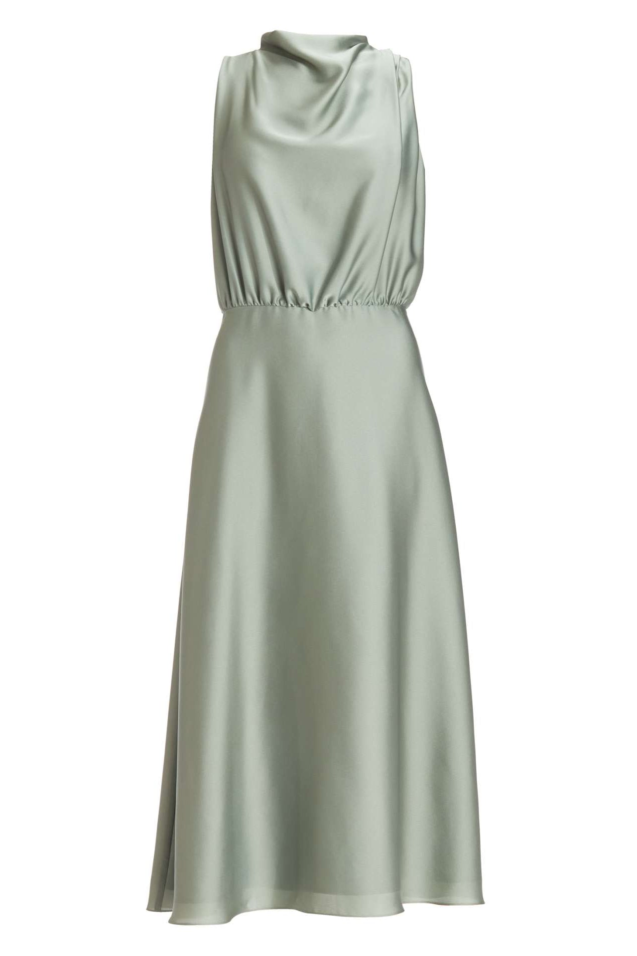 Midi Kleid aus nachhaltigem Satin mit Drapierung am Kragen