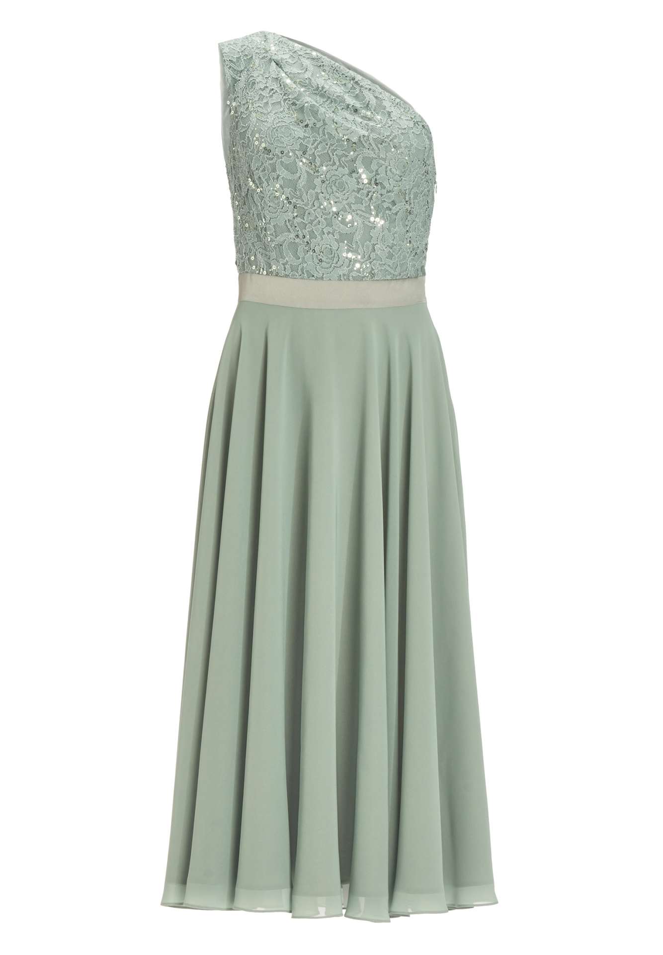 One Shoulder Midi Kleid aus Material Mix