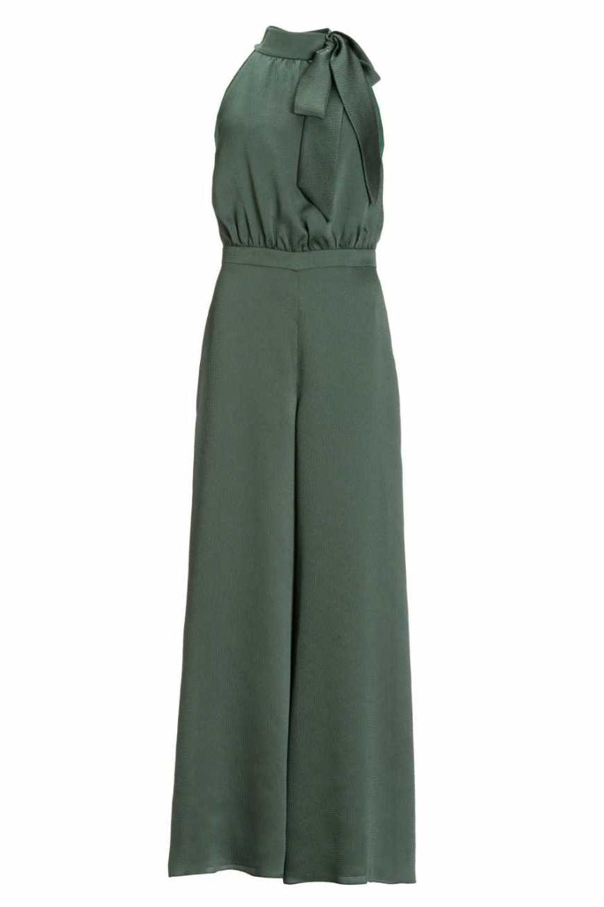 Jumpsuit mit Schluppe aus gehämmertem Satin