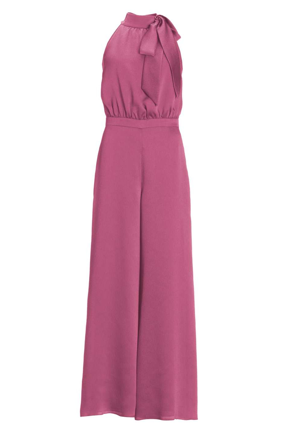 Jumpsuit mit Schluppe aus gehämmertem Satin
