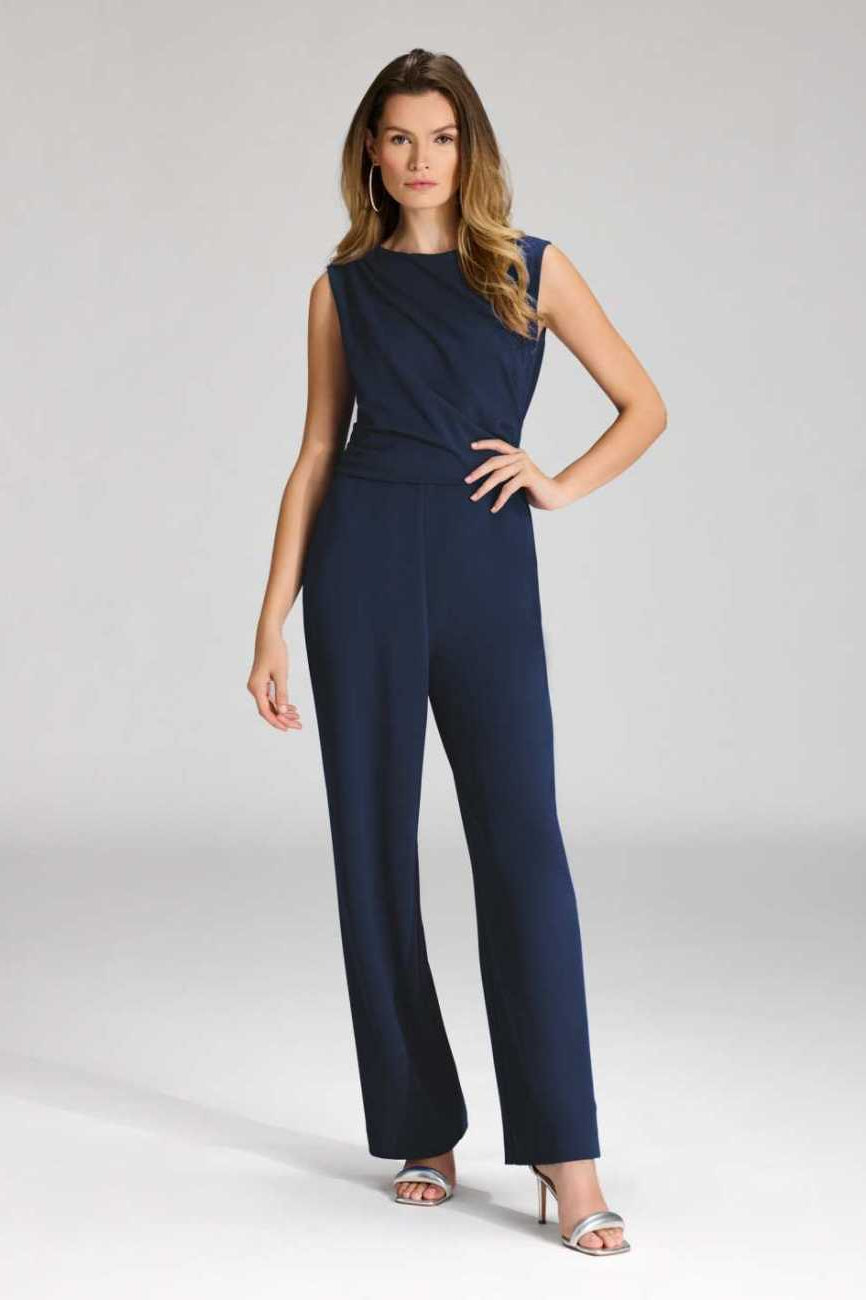 Jumpsuit aus Crepe Jersey mit Drapierung navy