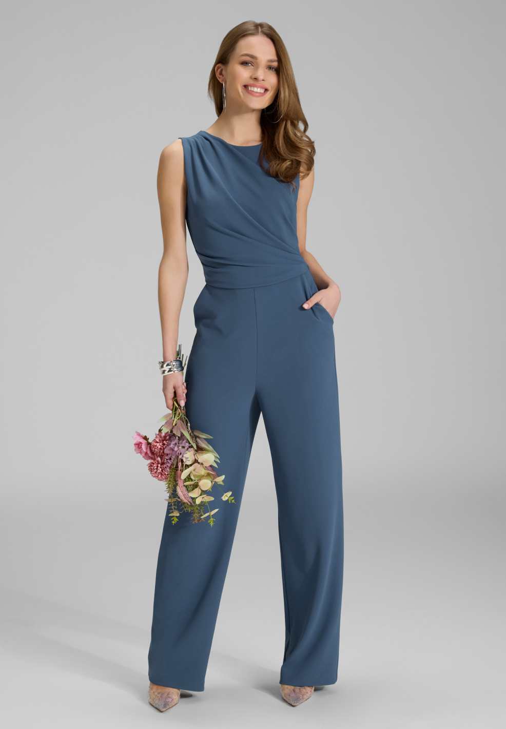 Jumpsuit aus Crepe Jersey mit Drapierung