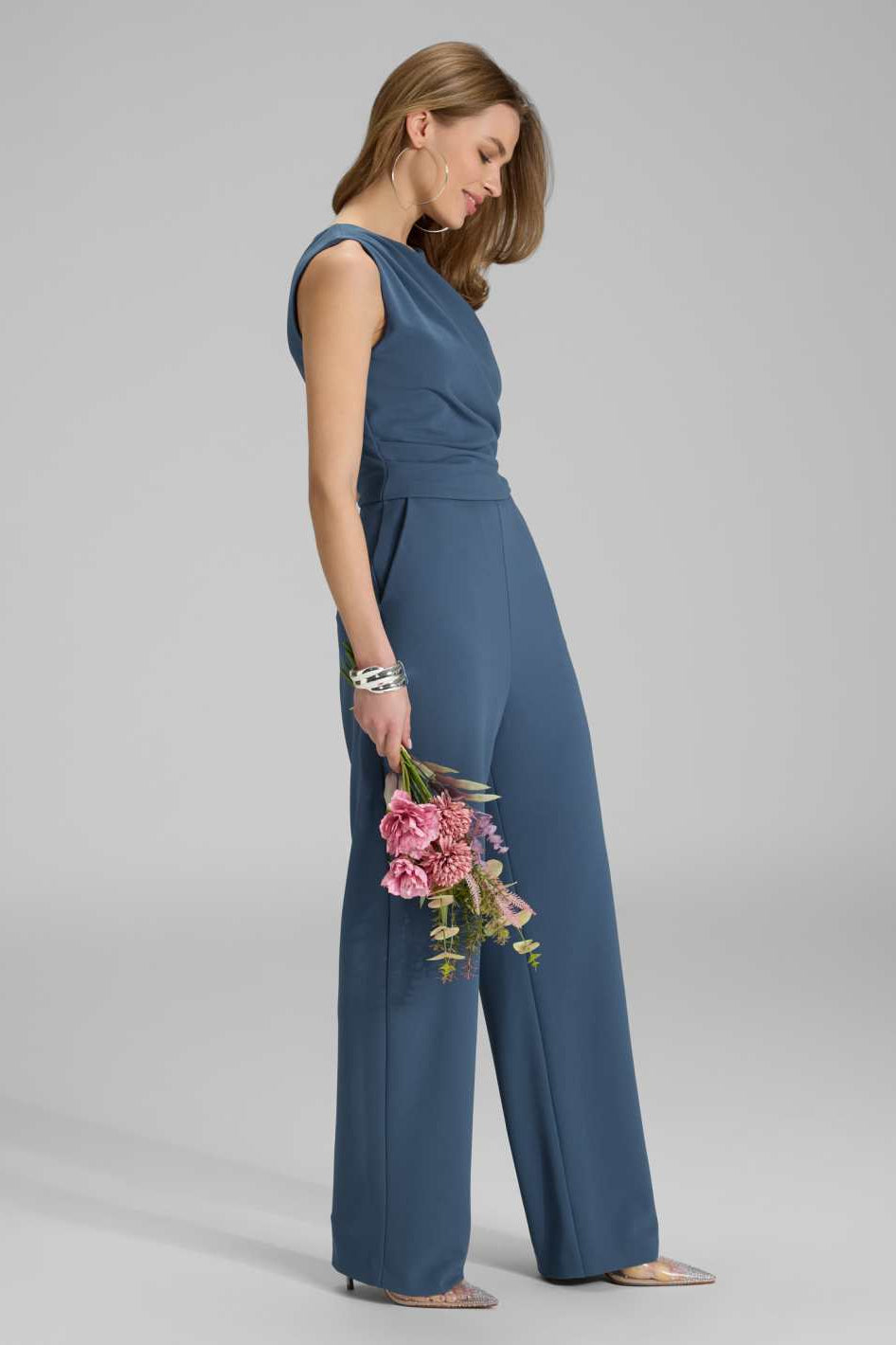 Jumpsuit aus Crepe Jersey mit Drapierung