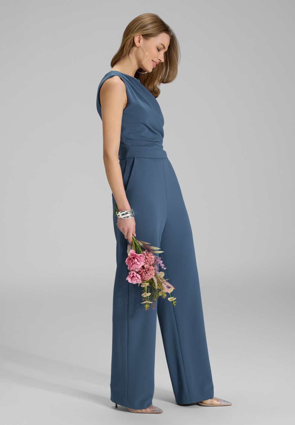 Jumpsuit aus Crepe Jersey mit Drapierung