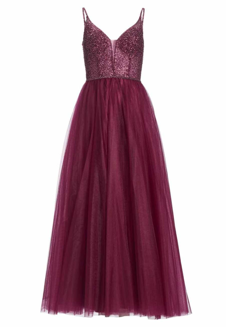 Tüllkleid mit feiner Ziersteinstickerei