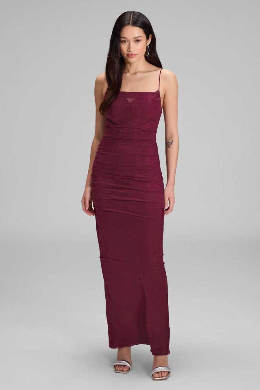 Bodycon-Kleid mit feinen Raffungen mulberry