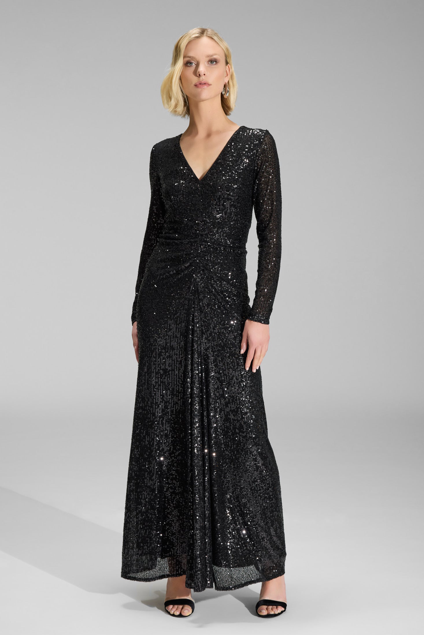 Abendkleid aus elastischem Paillettenstoff black