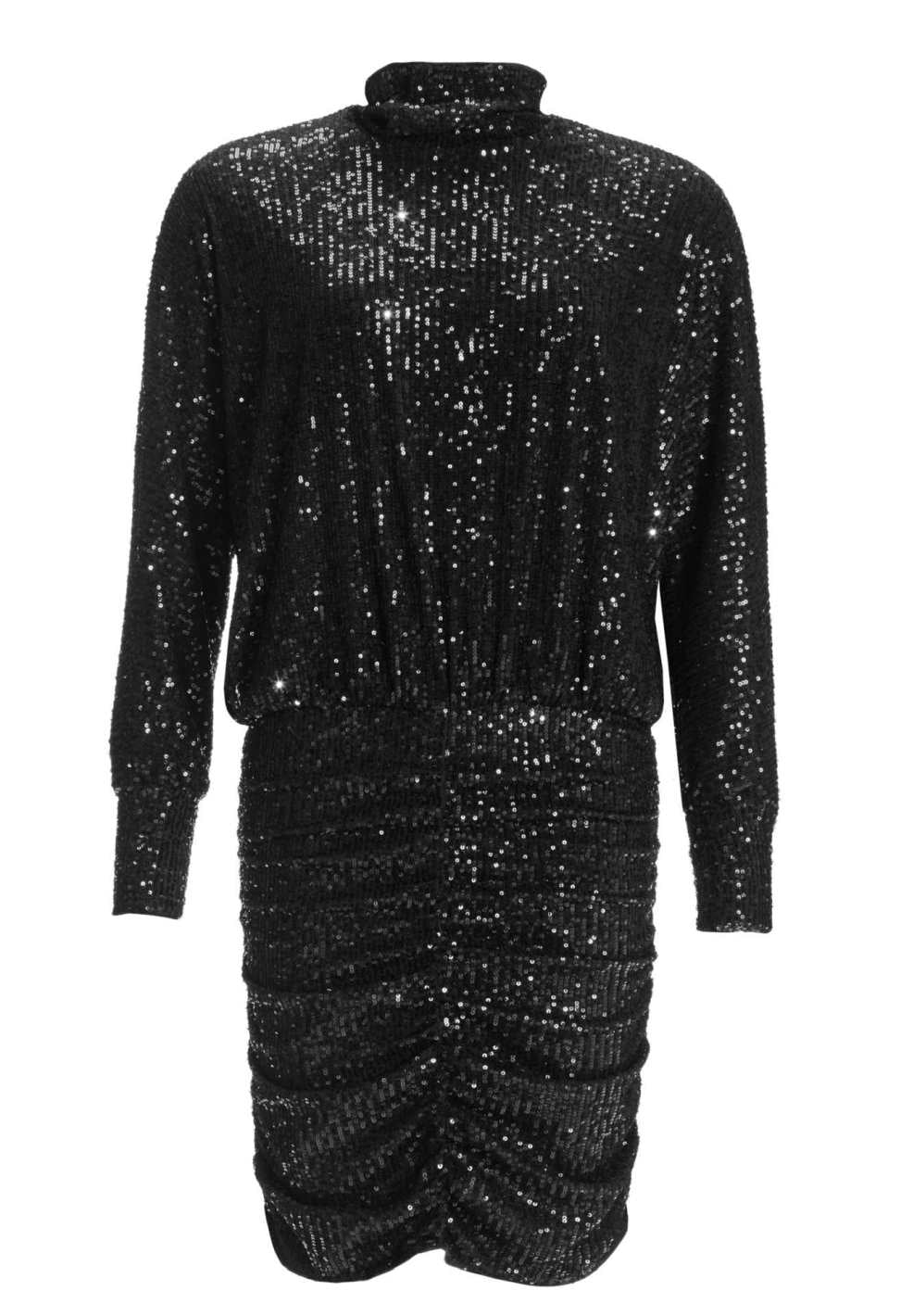 Kurzes Cocktailkleid aus elastischer Paillette mit Fledermausärmel