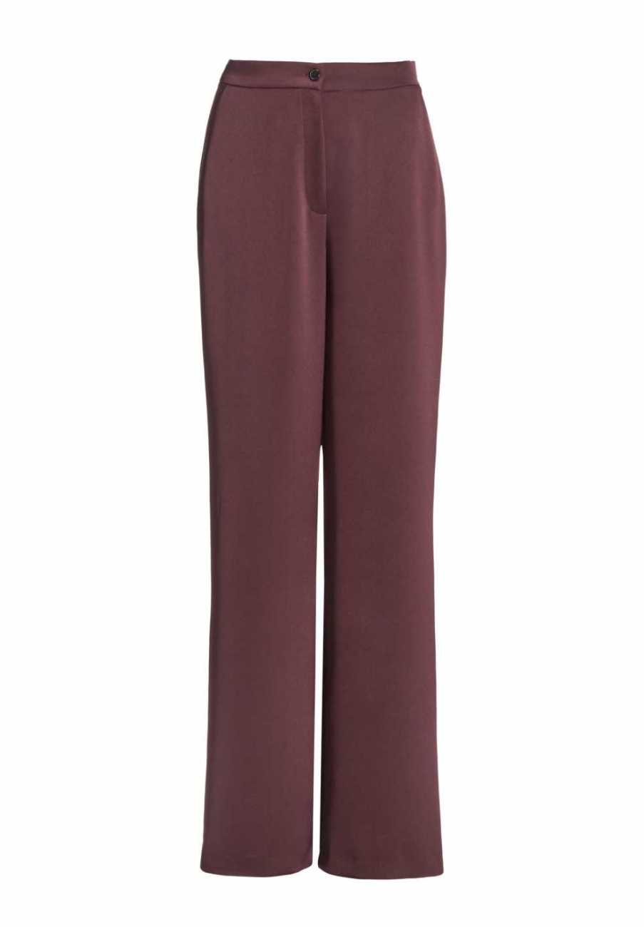 Hose aus Satin mit geradem Bein und Taschen