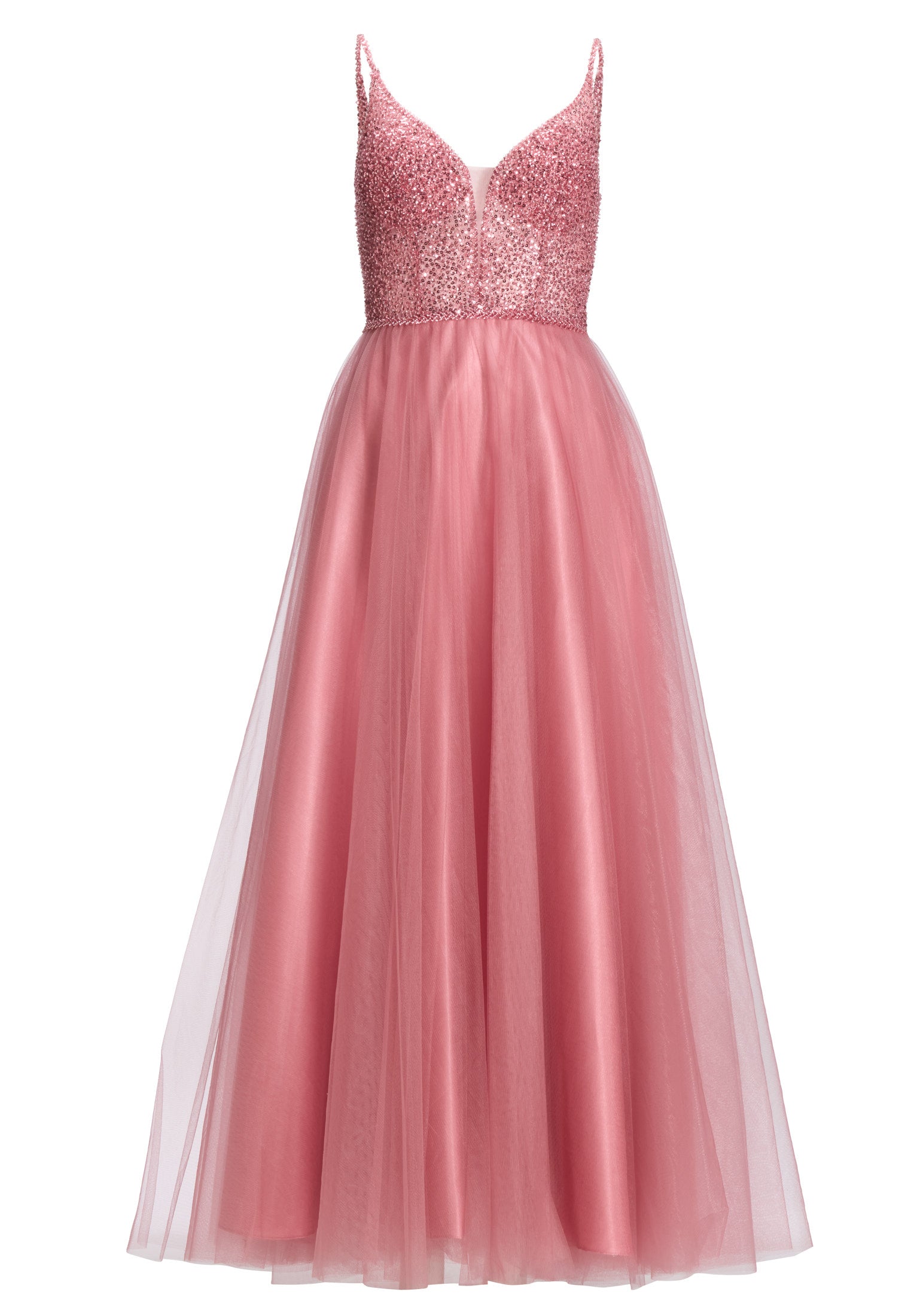 Tüllkleid mit feiner Ziersteinstickerei