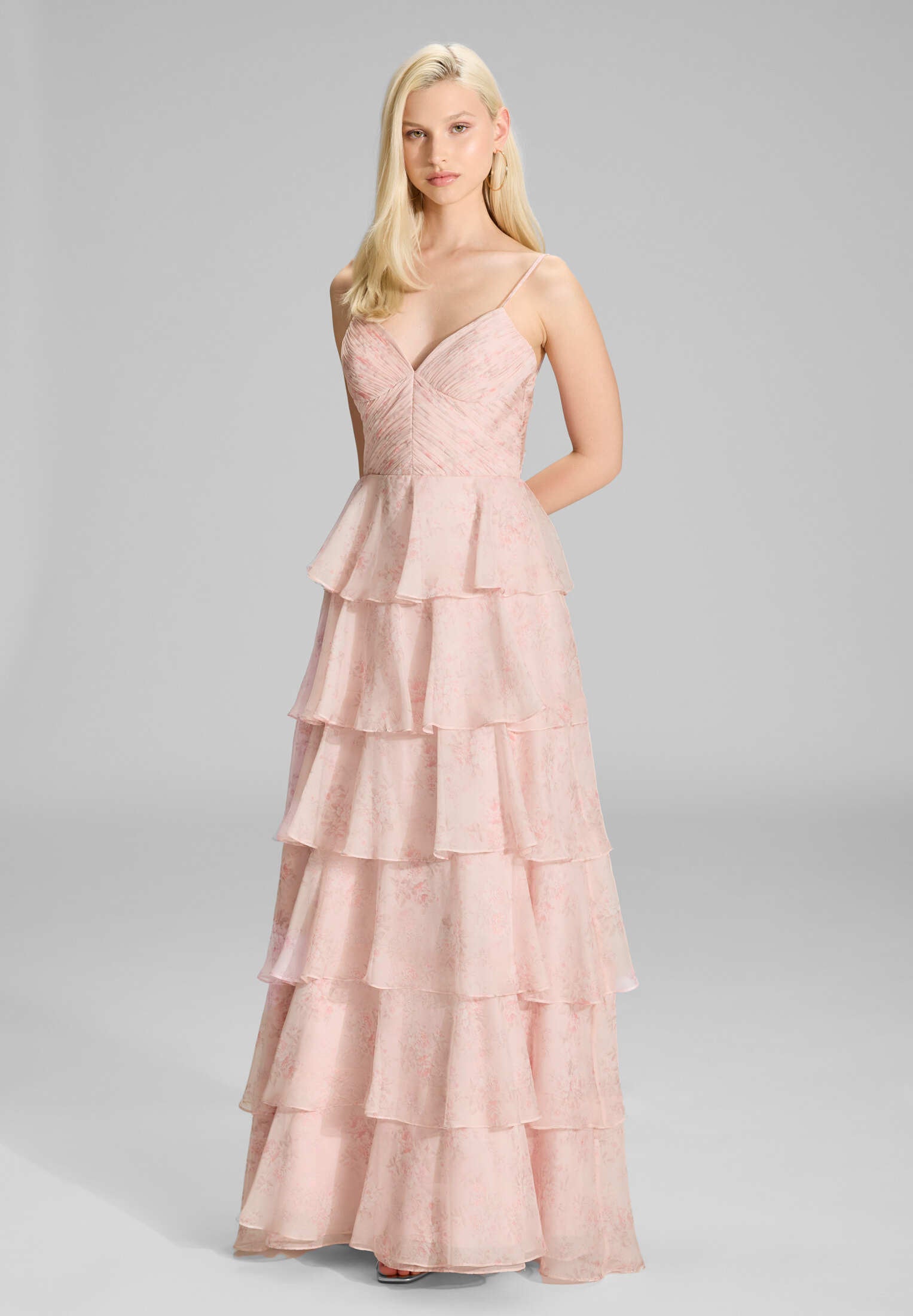 Volantkleid aus Chiffon rose