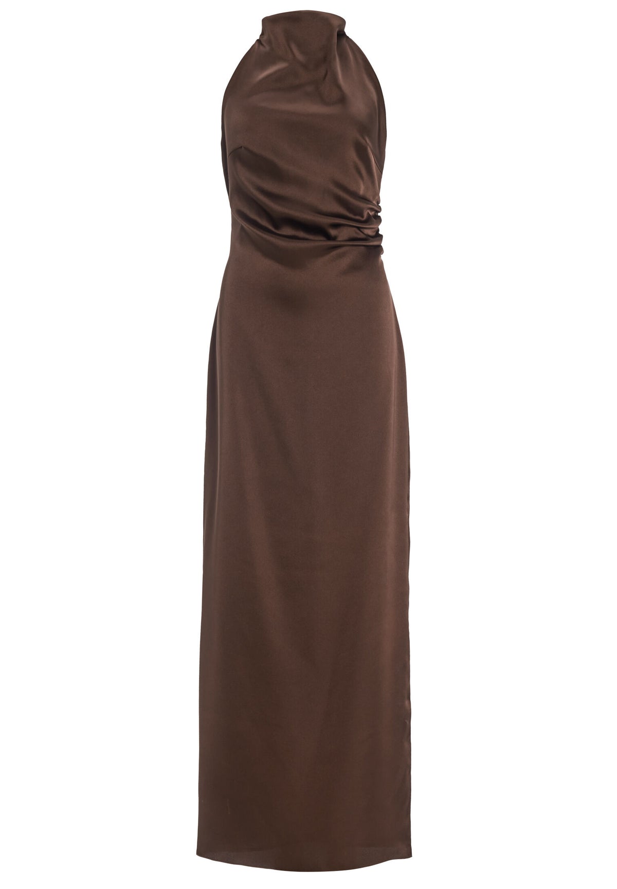Figurbetontes Abendkleid aus Stretch Satin mit Drapierung am Kragen