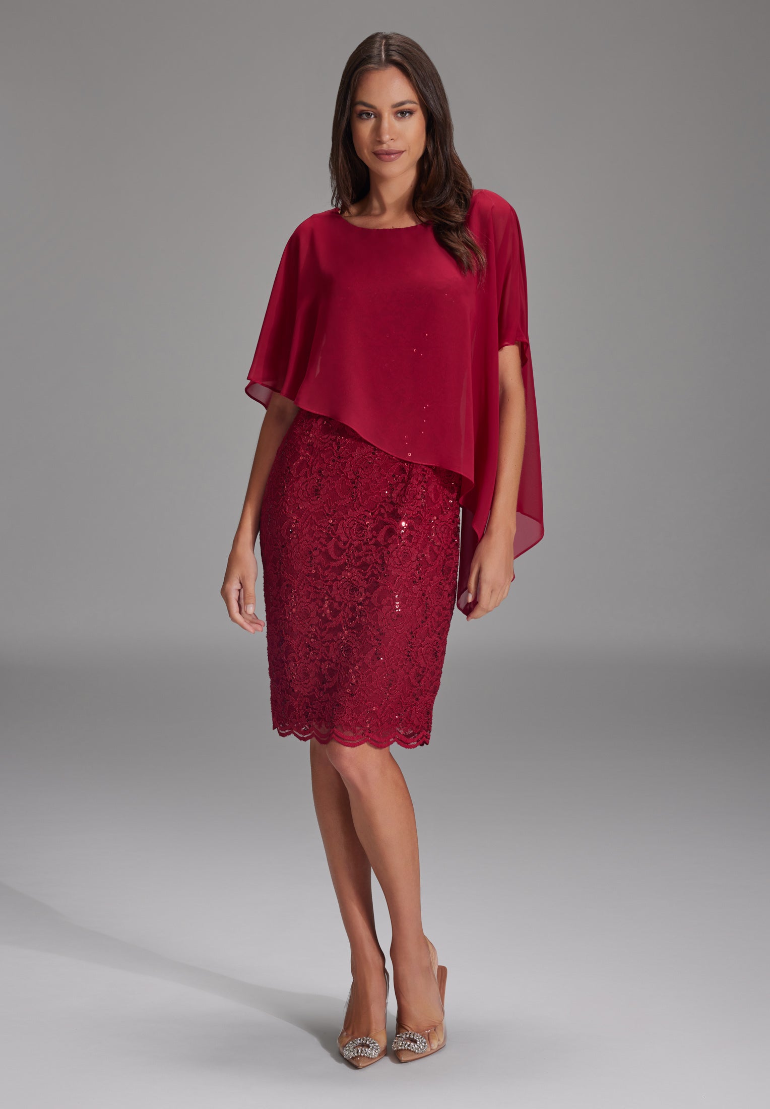 Cocktailkleid mit Überwurf rio red