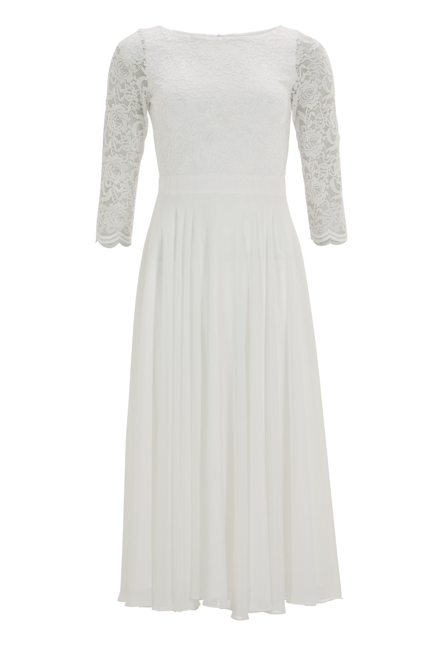 Abendkleid Midi mit Oberteil aus floraler Spitze und Chiffon Rock