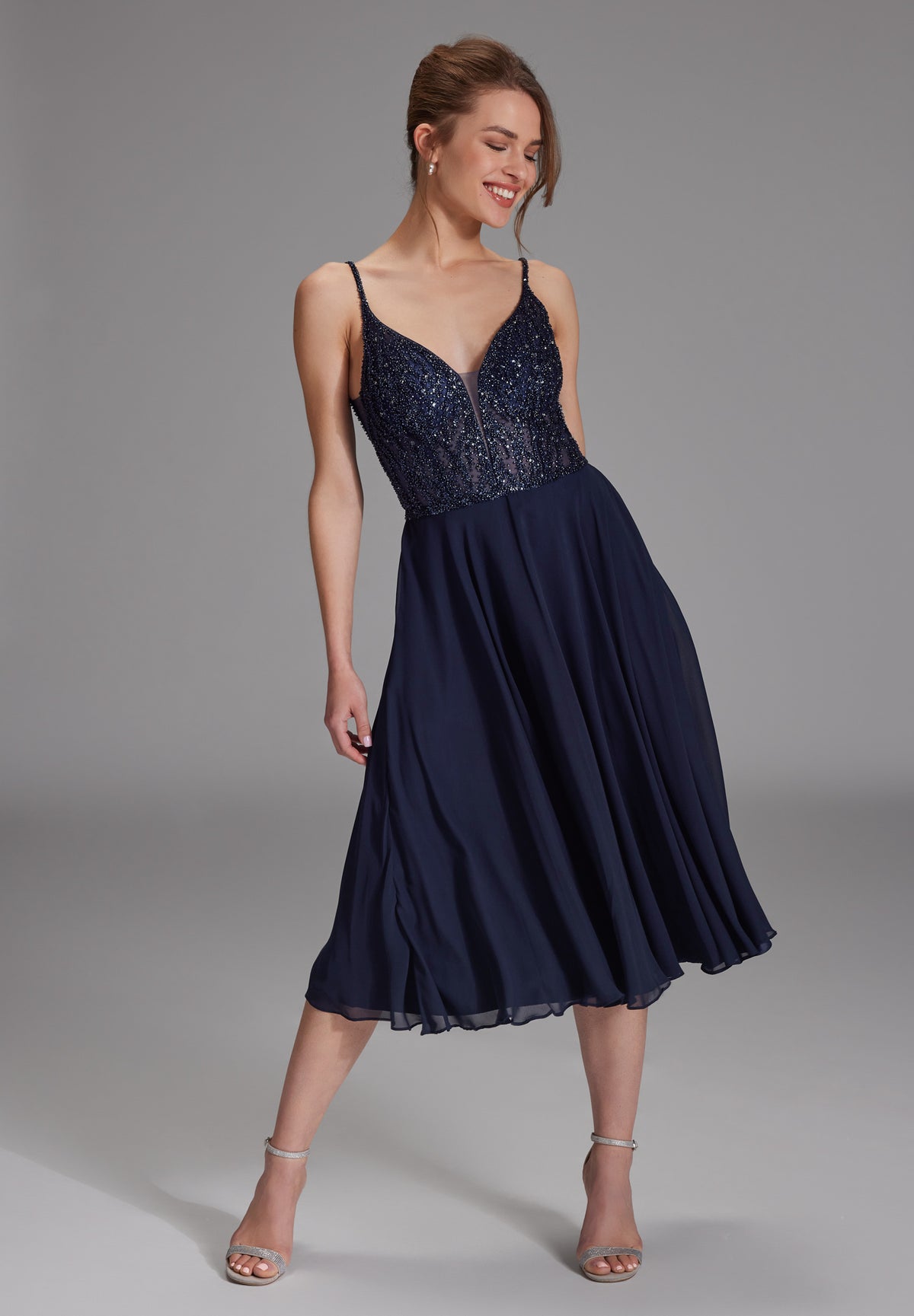 Cocktailkleid aus Materialmix