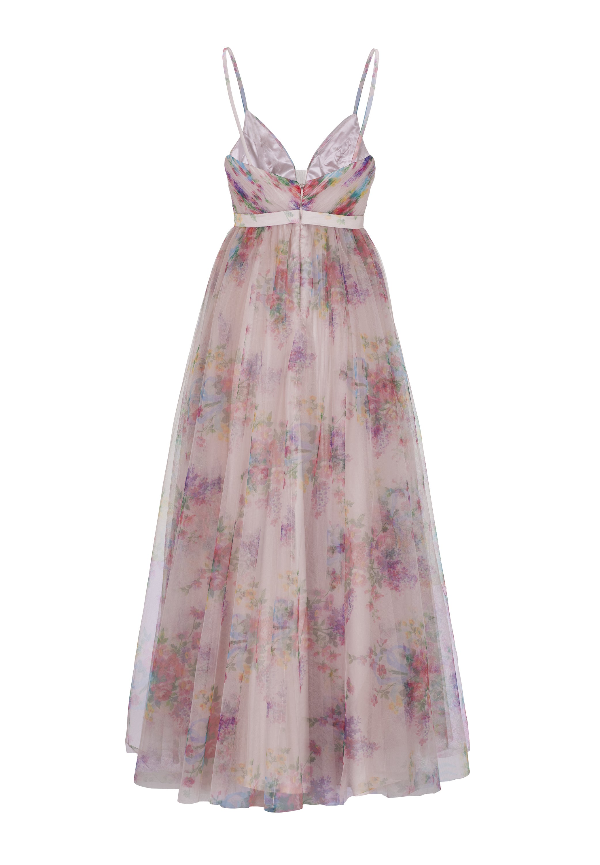 Tüllrobe mit floralem Allover-Print