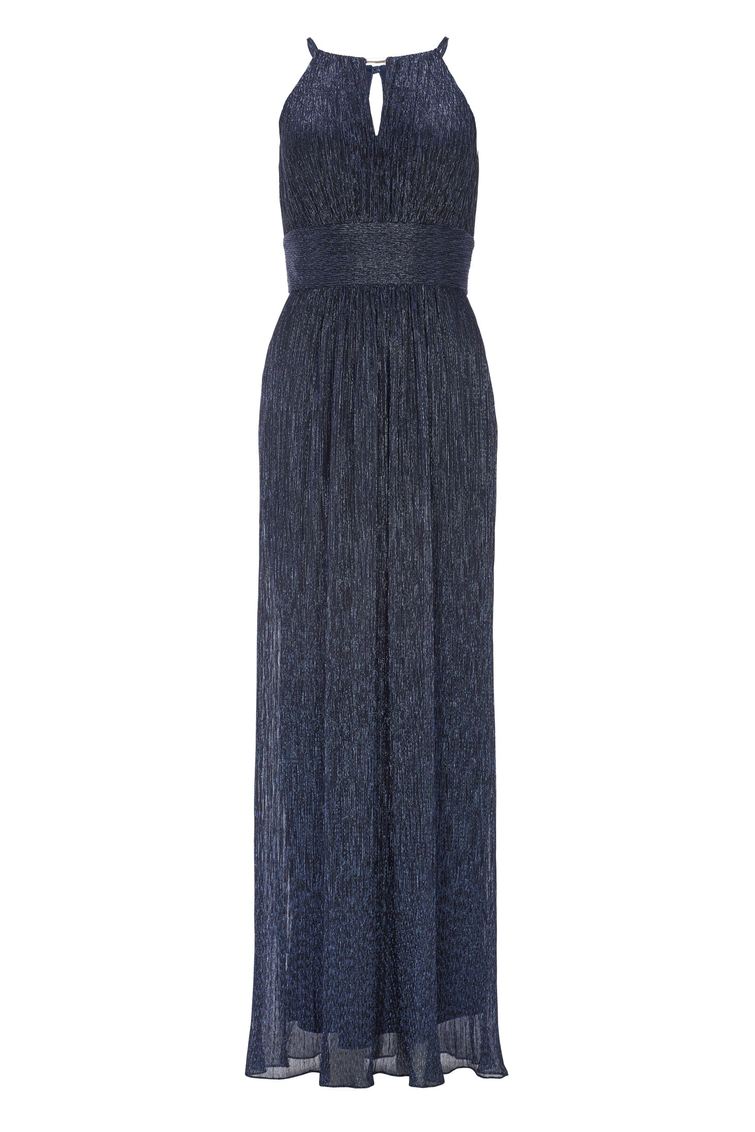 Plissiertes Jersey-Abendkleid mit Metallic-Fäden