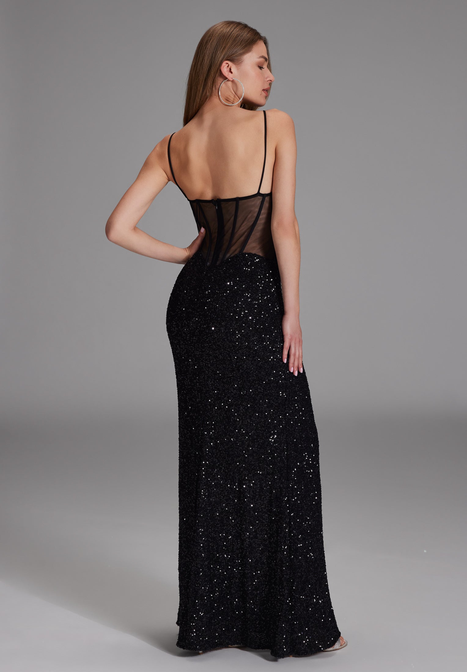 Slipdress mit transparenter Rückenpartie