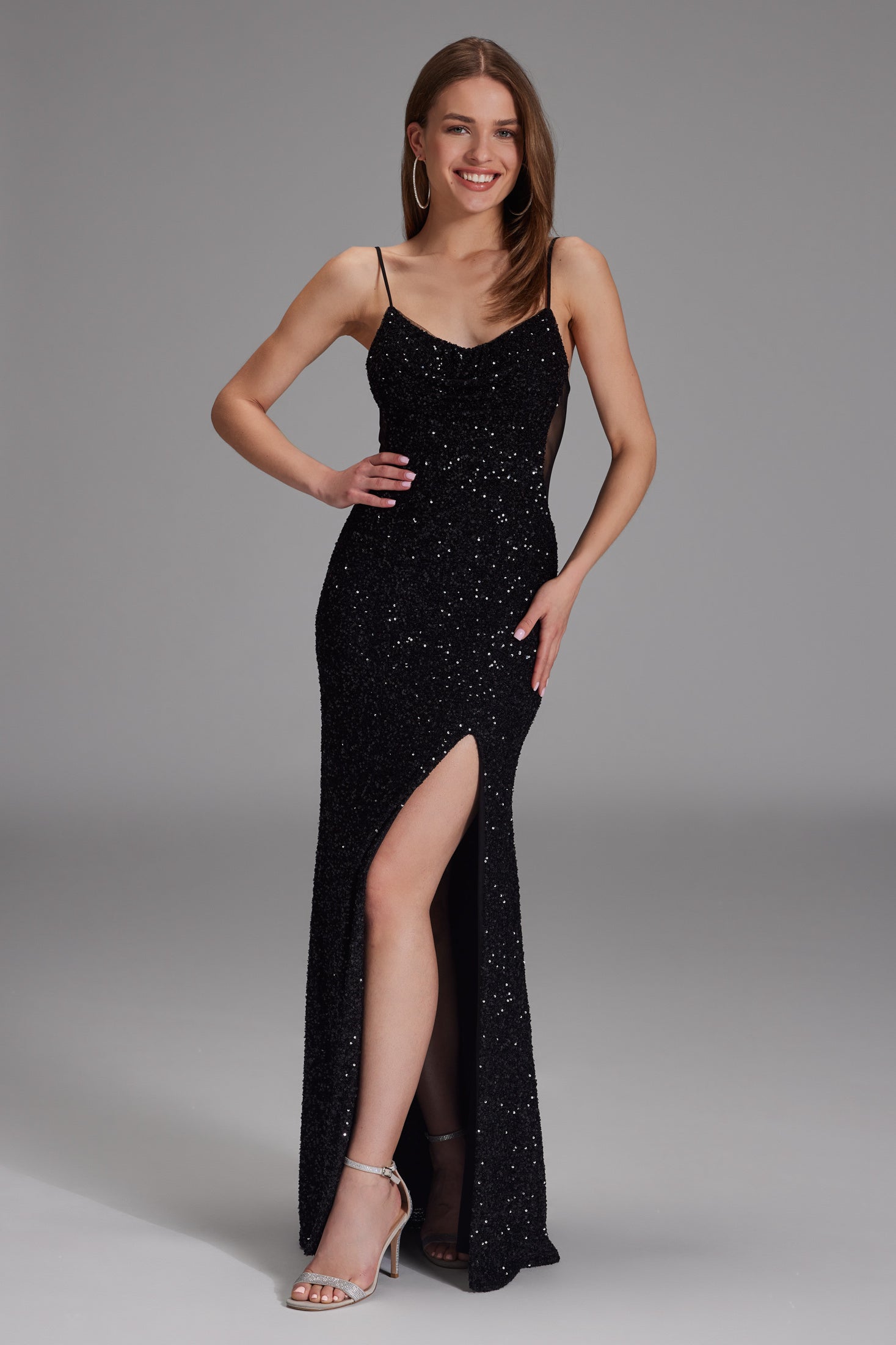 Slipdress mit transparenter Rückenpartie