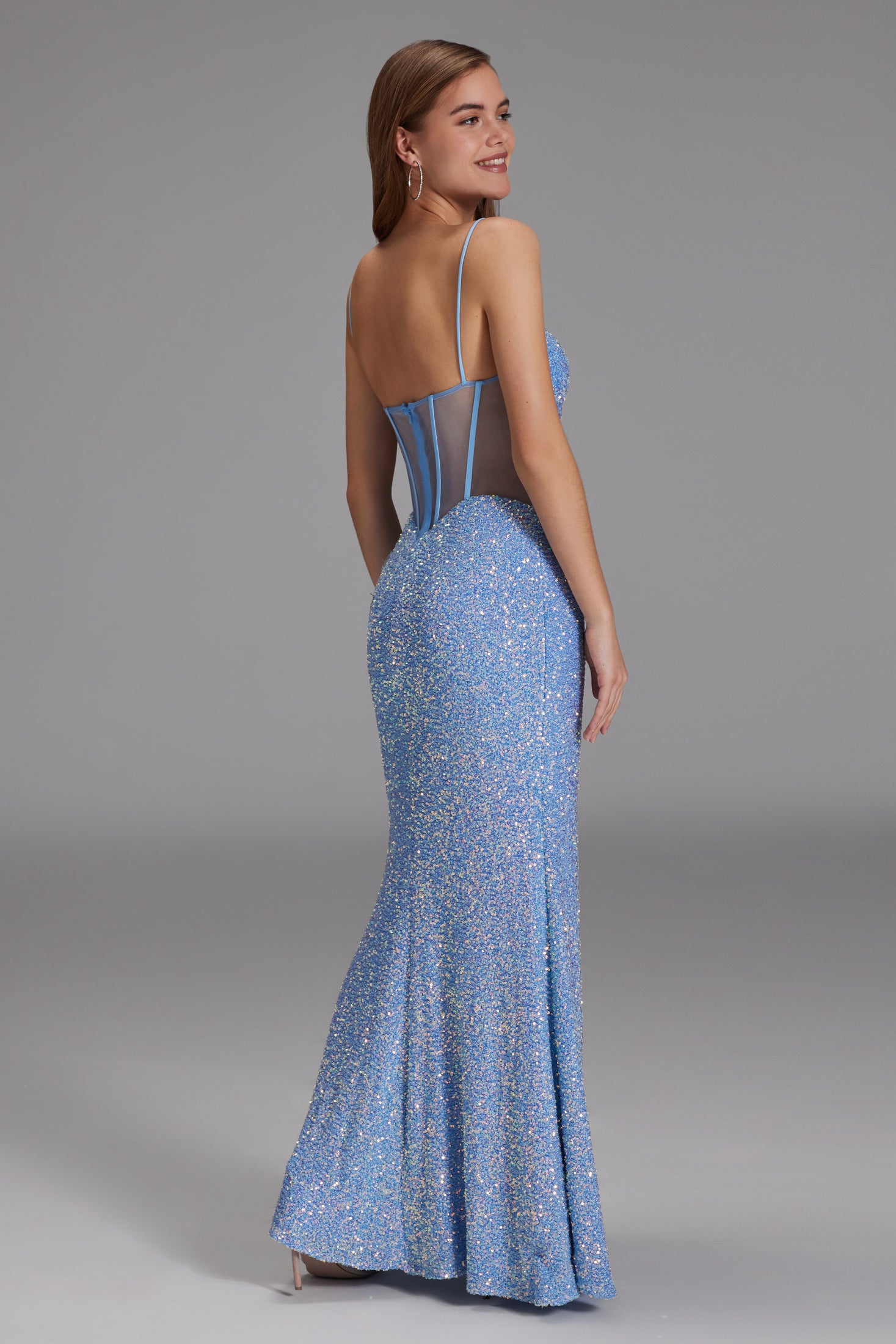 Slipdress mit transparenter Rückenpartie