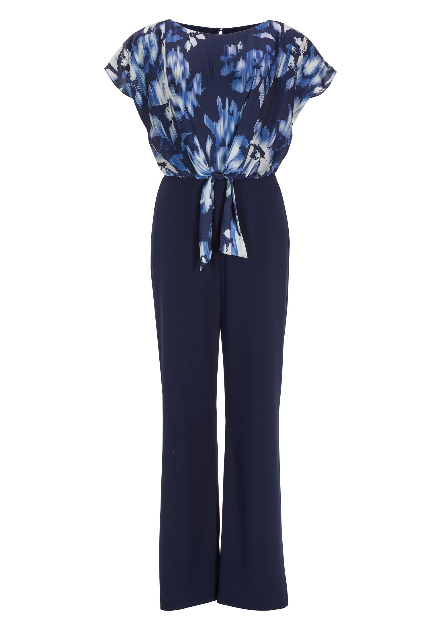 Jumpsuit mit bedrucktem Satin Top und Knoten Detail