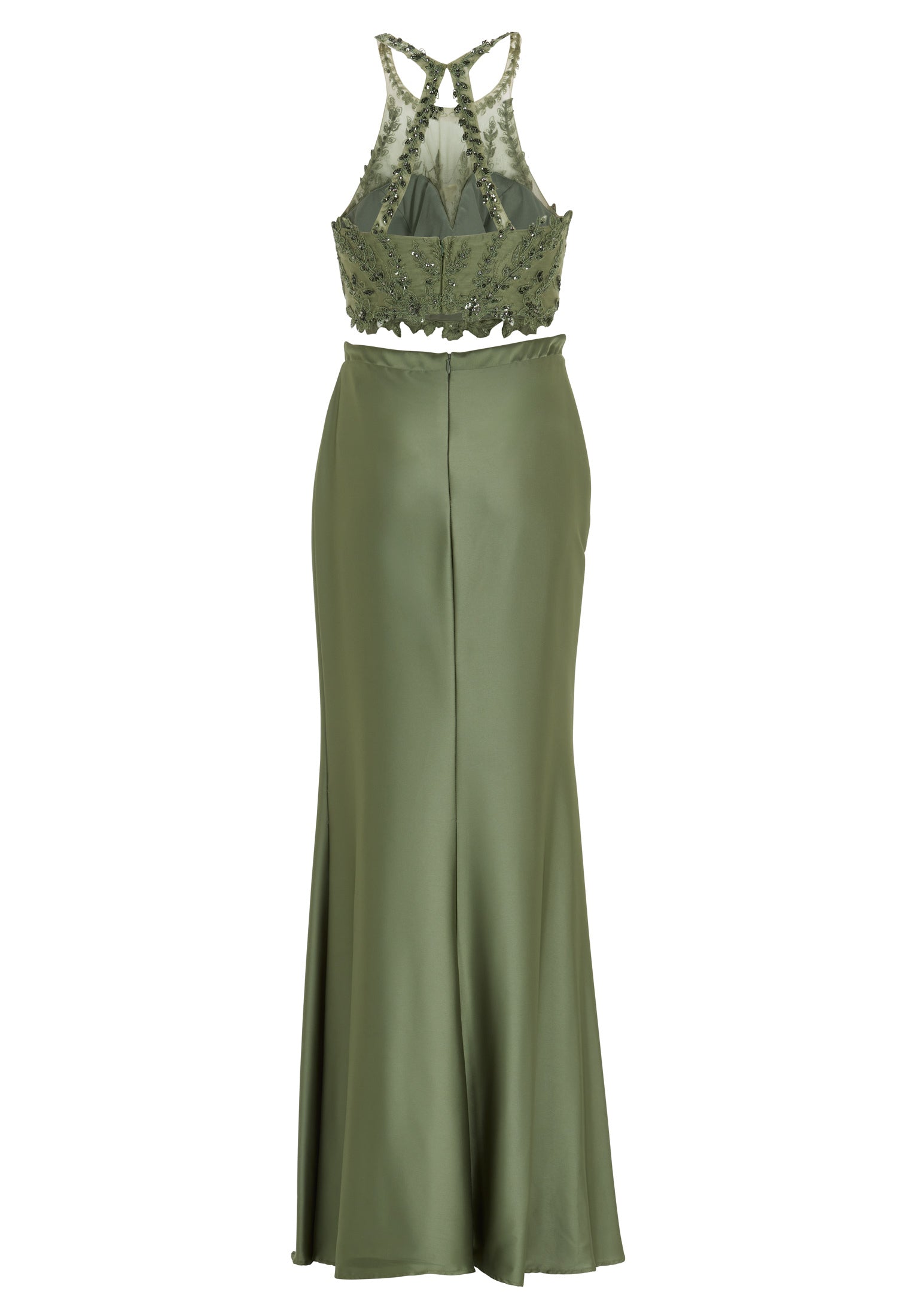 Two-piece Kleid mit langen Satinrock