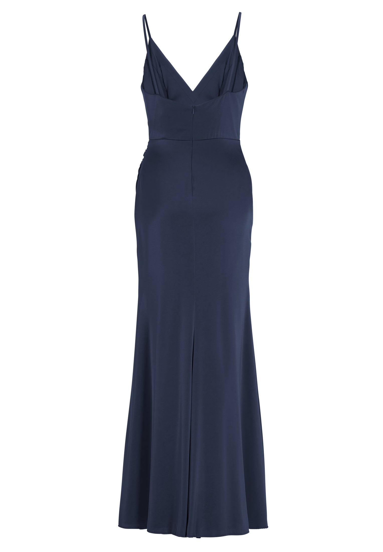 Figurbetontes Satinkleid mit Raffungen