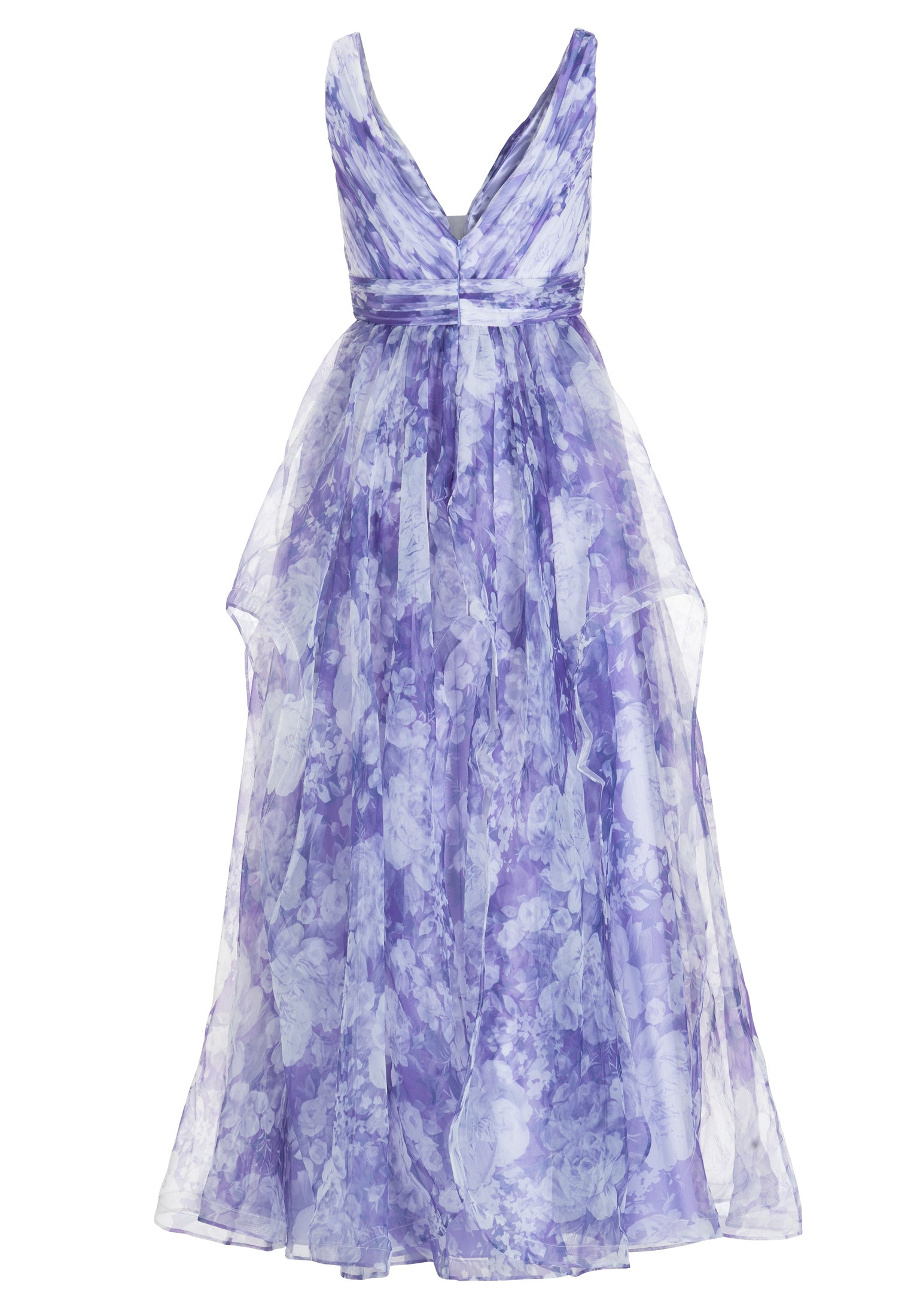 Organza Printkleid mit Volants