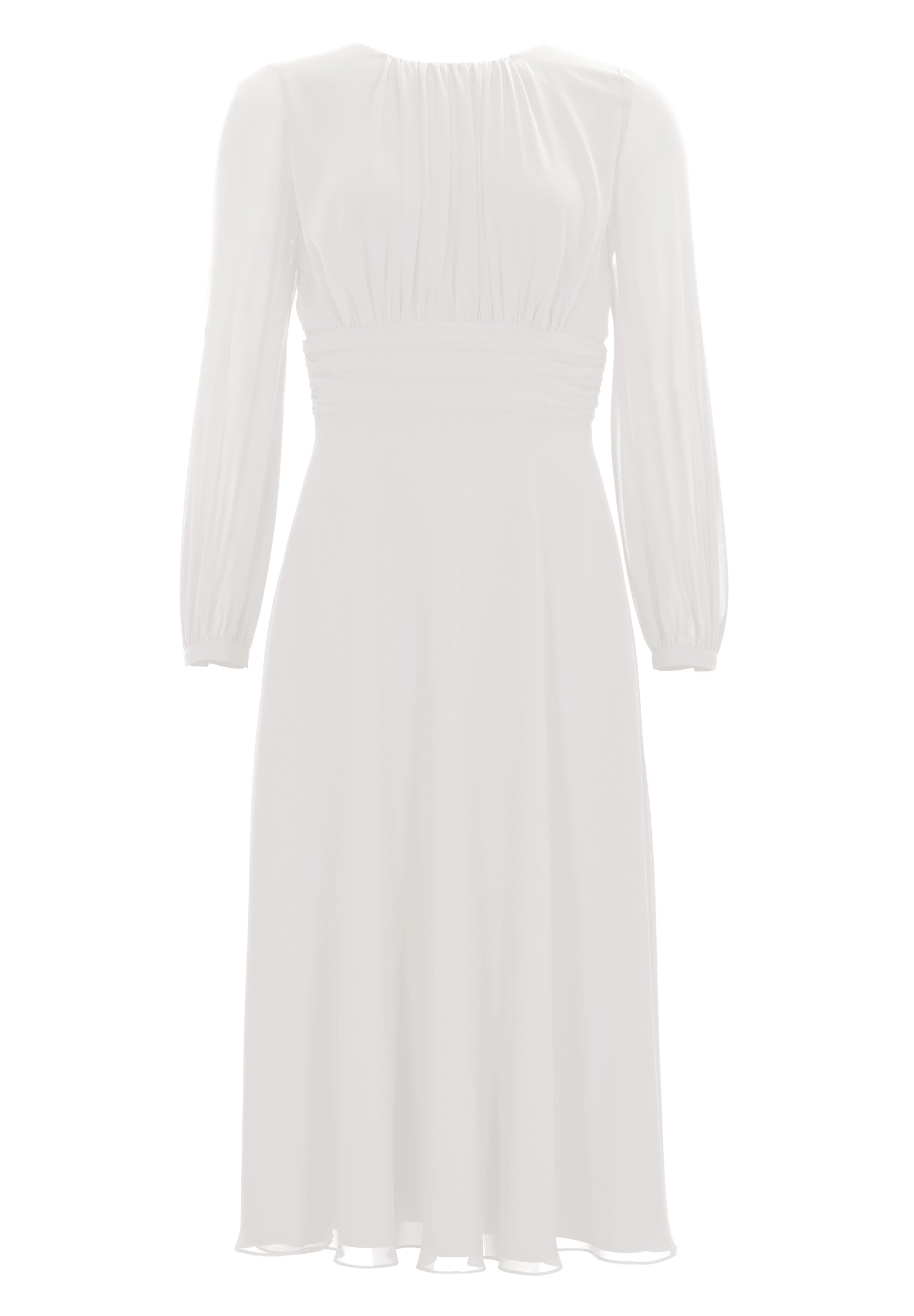 Tailliertes Midi Kleid aus Chiffon mit langen Ärmeln
