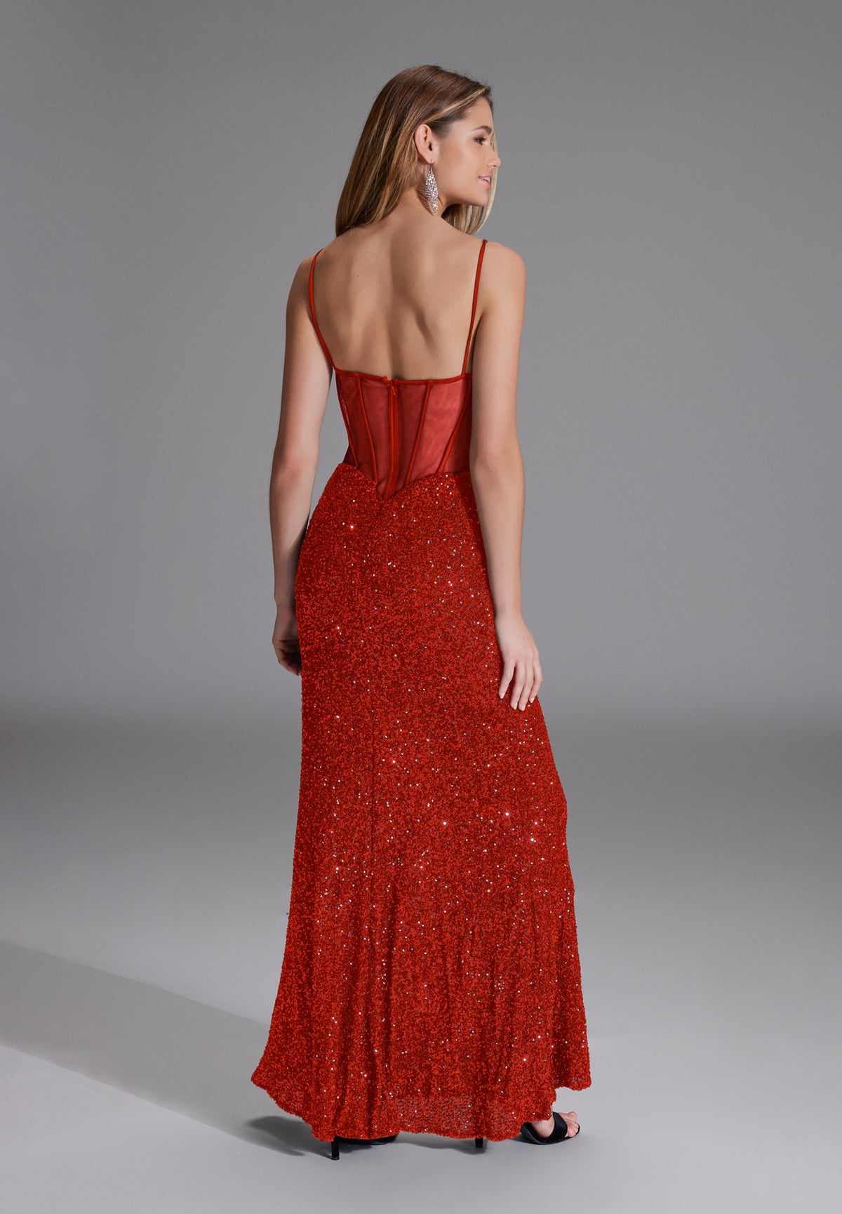 Slipdress mit transparenter Rückenpartie