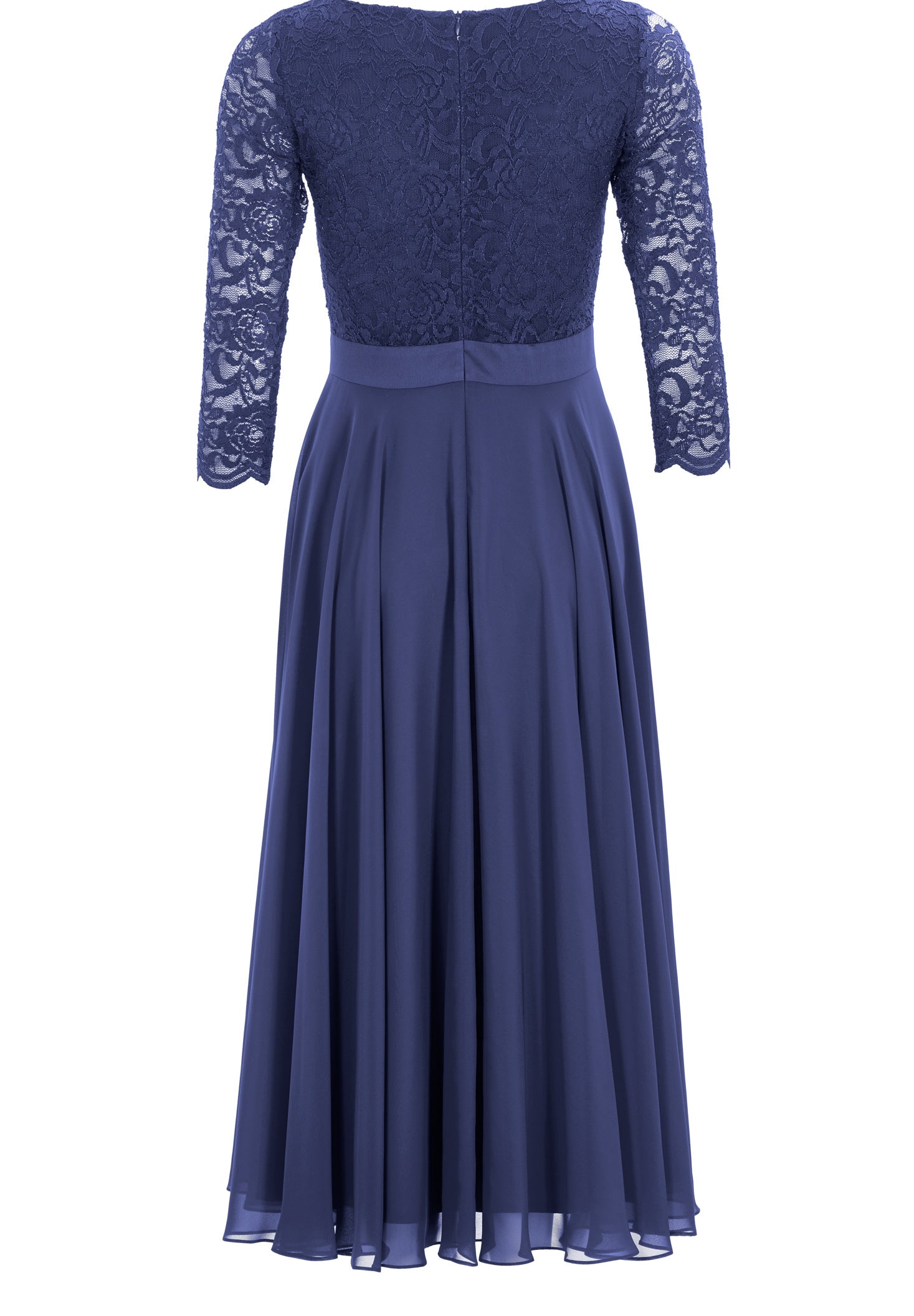 Abendkleid Midi mit Oberteil aus floraler Spitze und Chiffon Rock