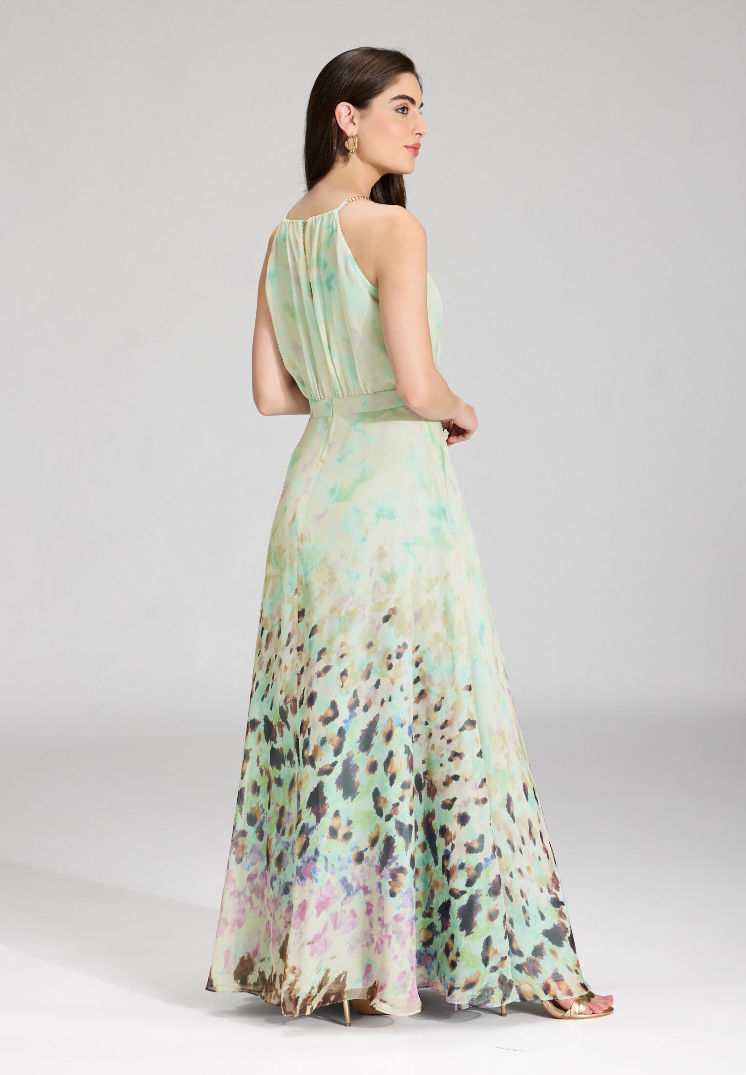 Abendkleid aus Chiffon mit Animal Print