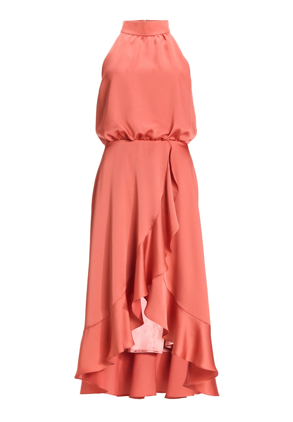 Cocktailkleid aus Satin mit Volant