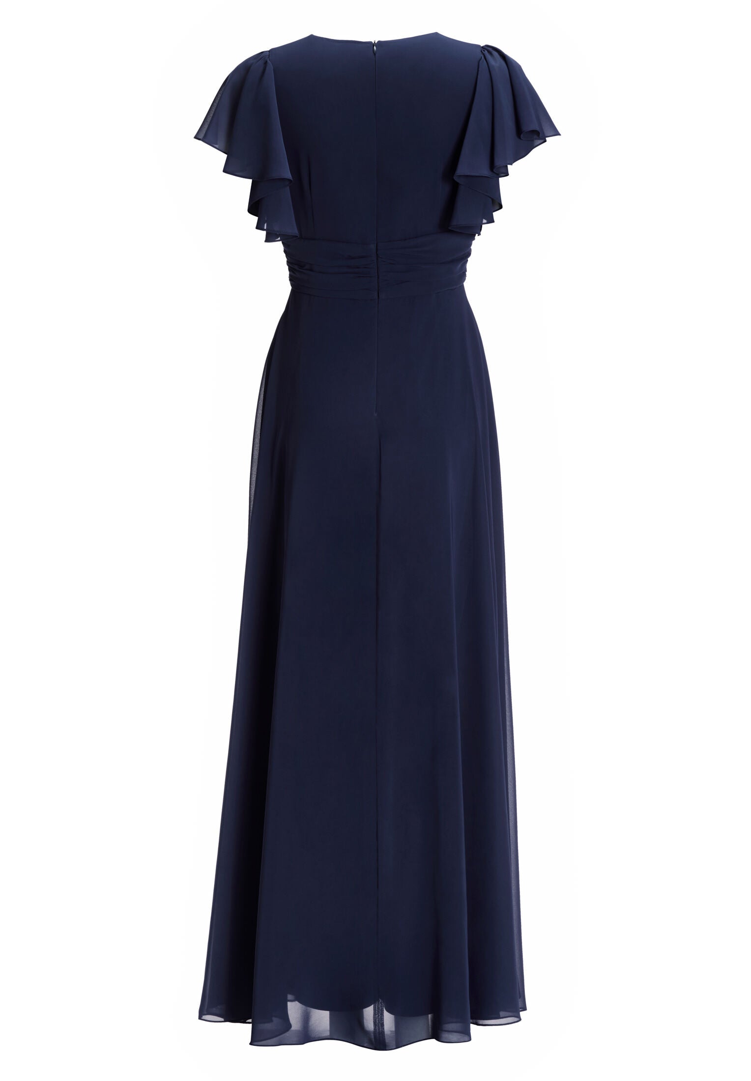 Chiffon Jumpsuit mit Überrock und Volantärmeln