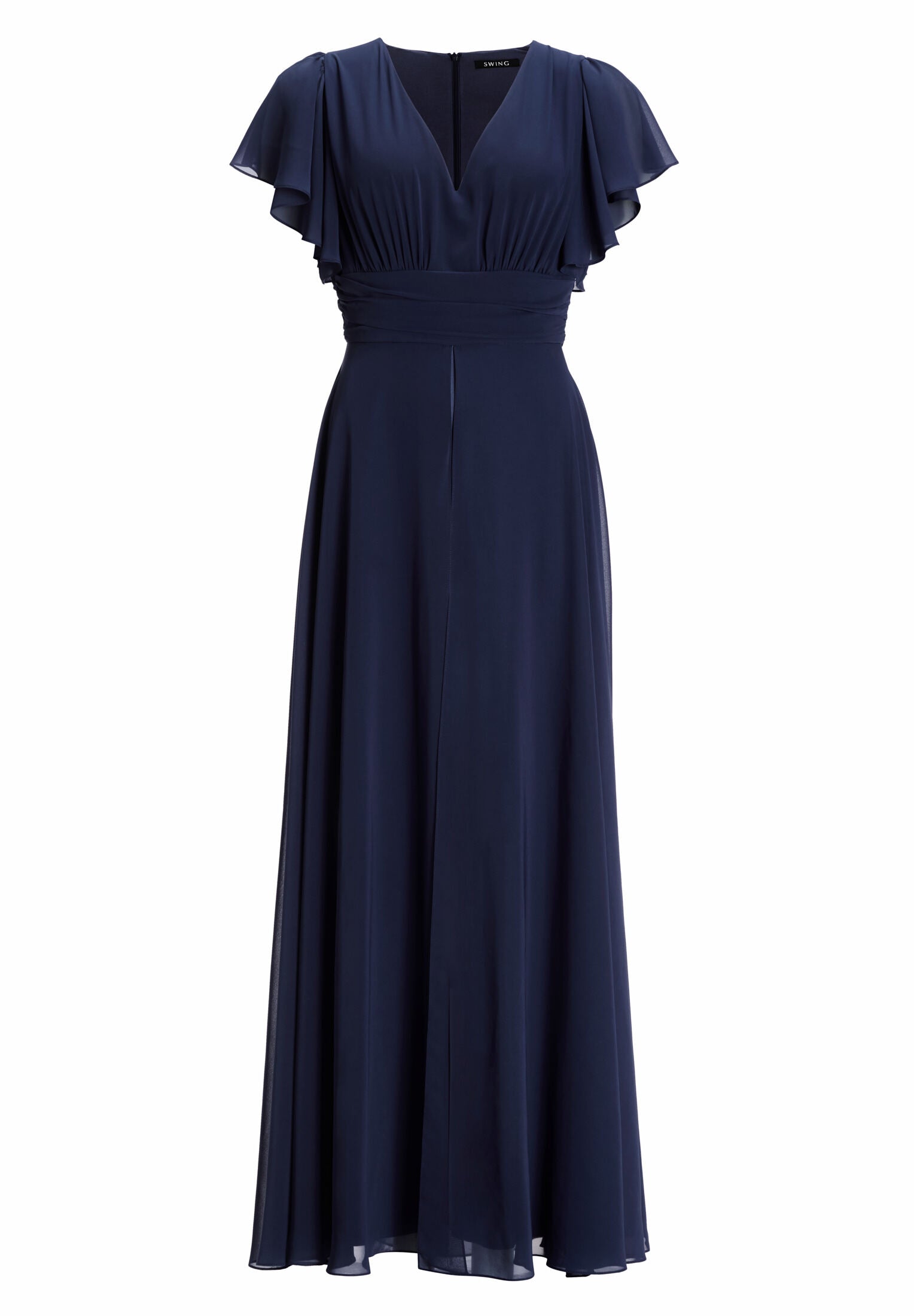 Chiffon Jumpsuit mit Überrock und Volantärmeln