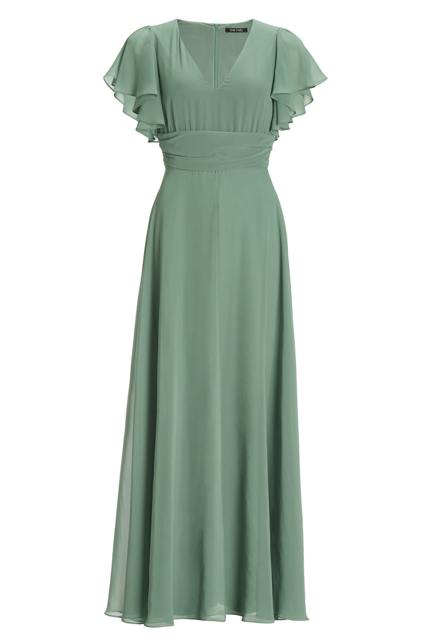 Chiffon Jumpsuit mit Überrock und Volantärmeln