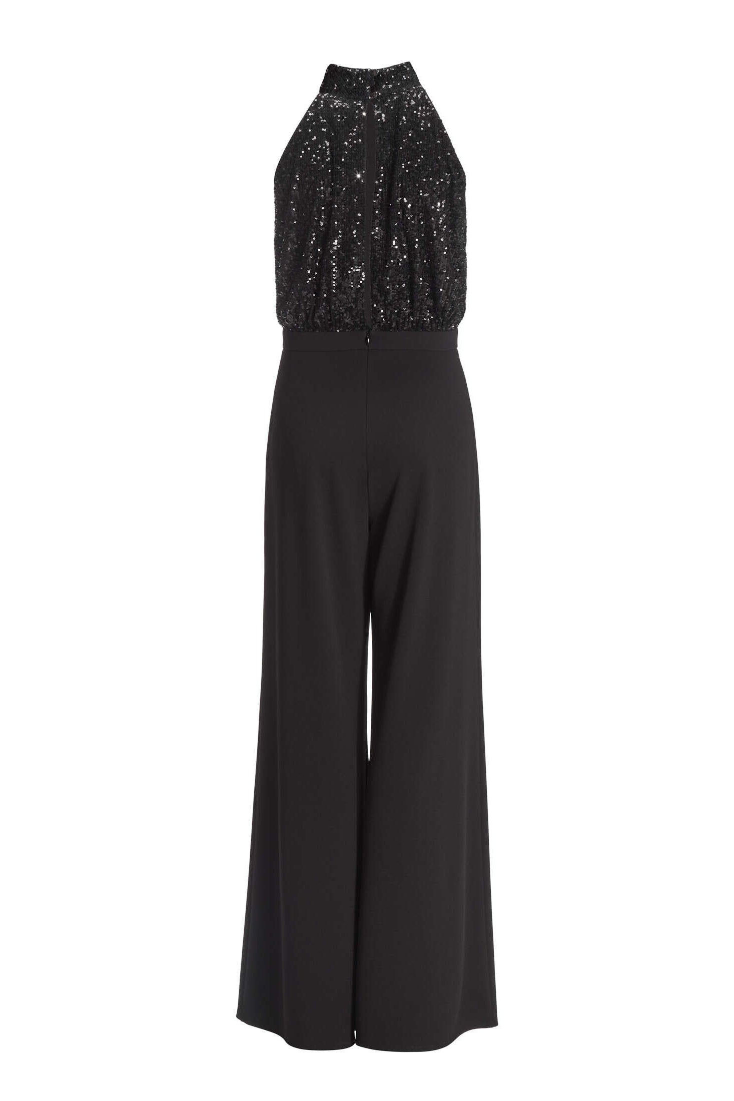 Ärmelloser Jumpsuit mit Schluppenblusen Top aus elastischer Paillette