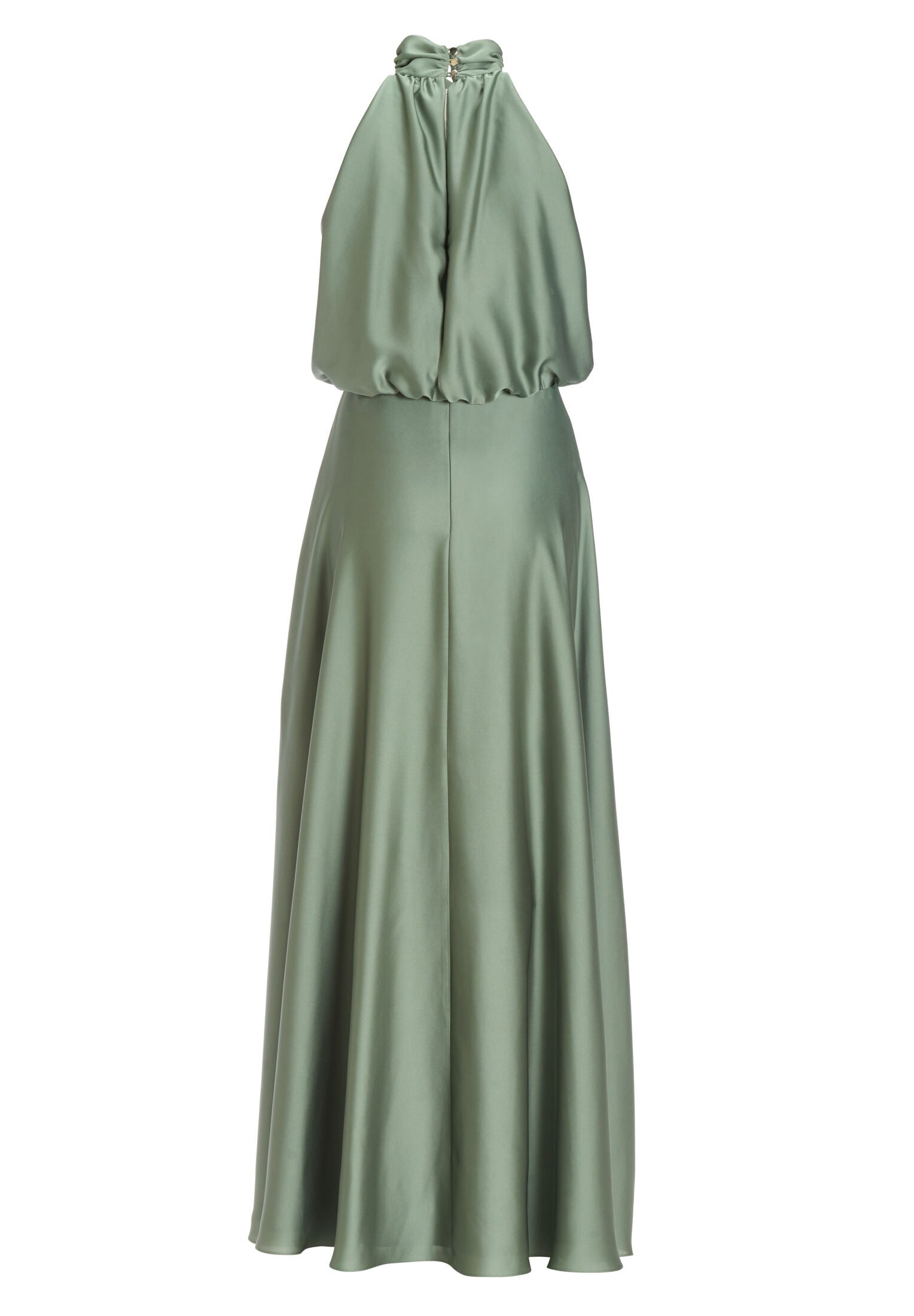Abendkleid aus nachhaltigem Satin mit amerikanischem Ausschnitt und Beinschlitz