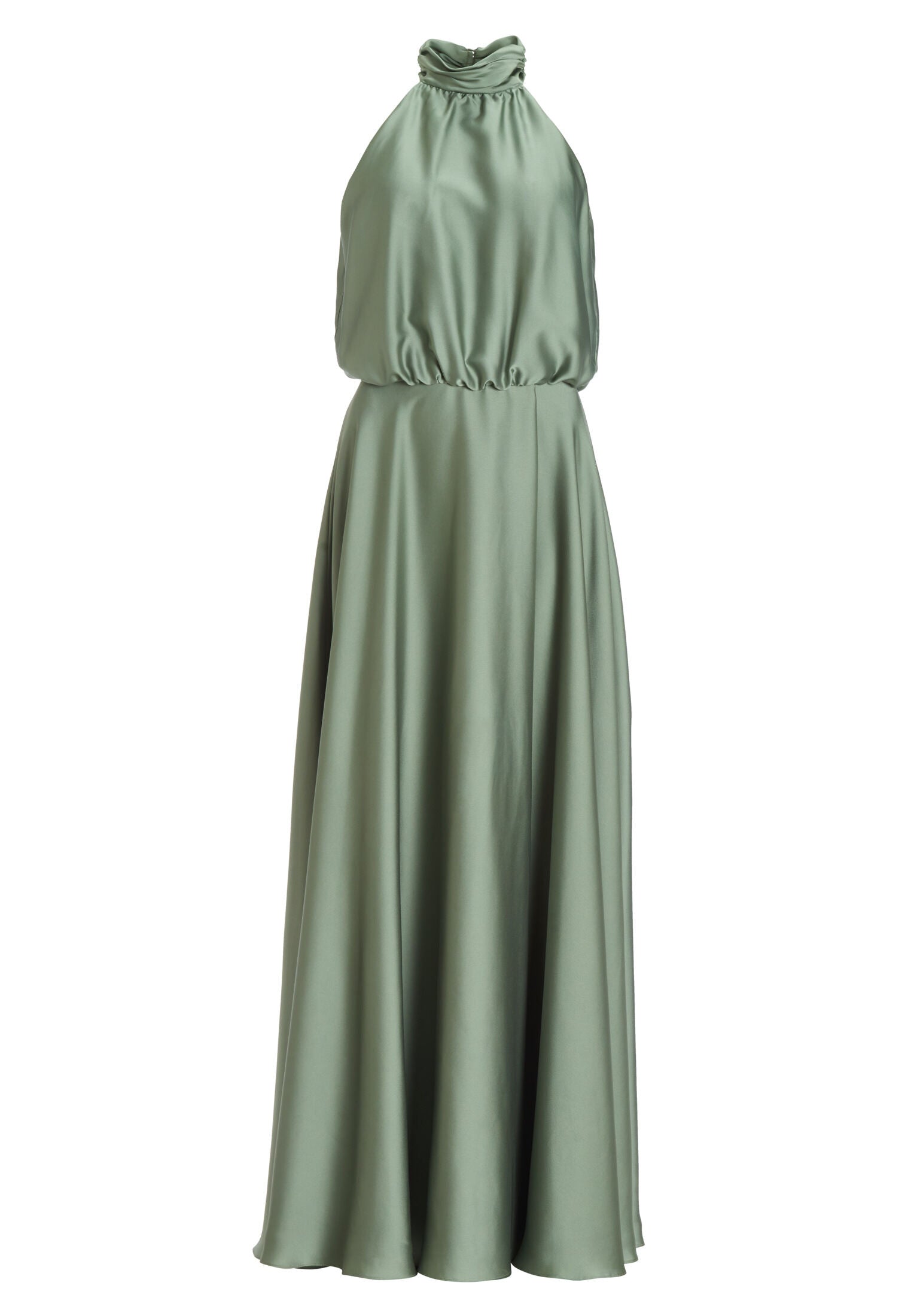 Abendkleid aus nachhaltigem Satin mit amerikanischem Ausschnitt und Beinschlitz