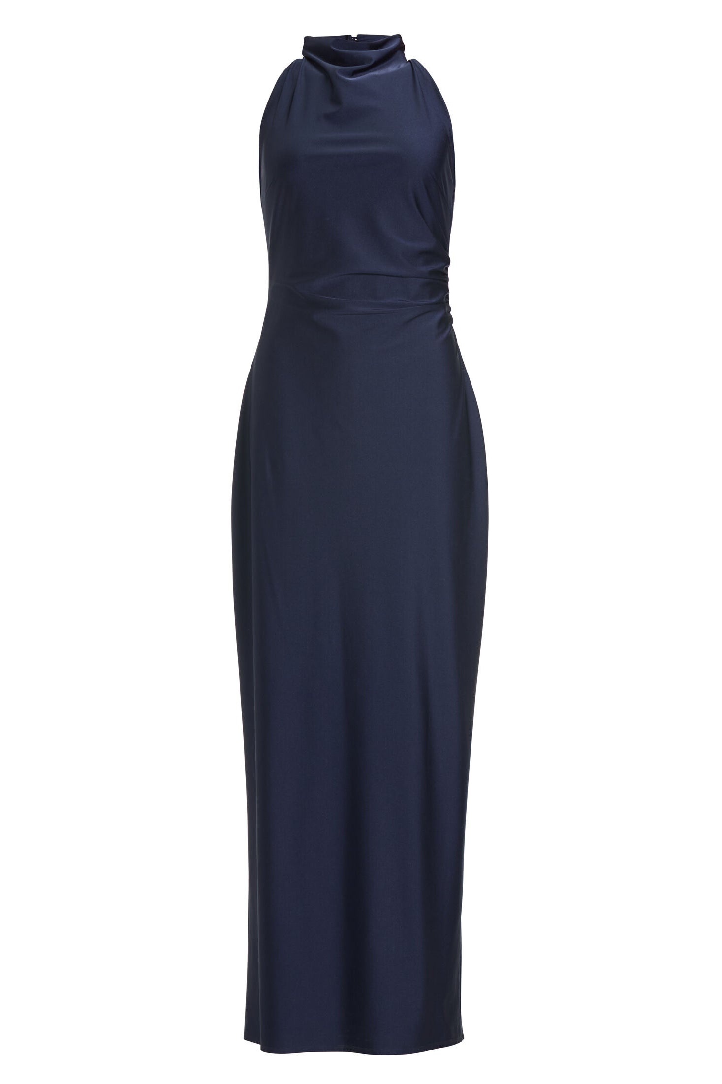 Abendkleid aus Jersey Satin mit Drapierung am Kragen