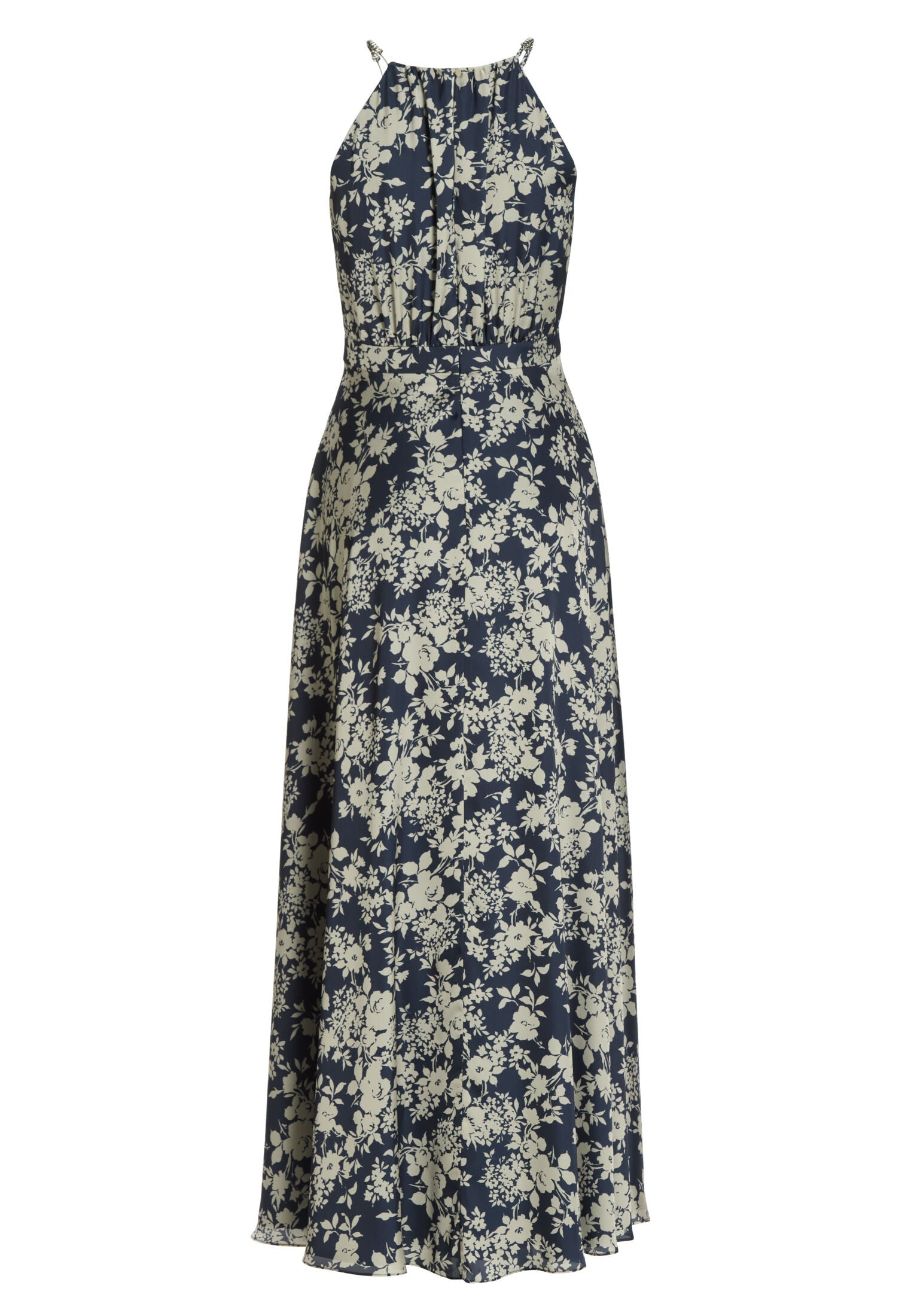 Maxikleid aus floral bedrucktem Satin mit Zierträger