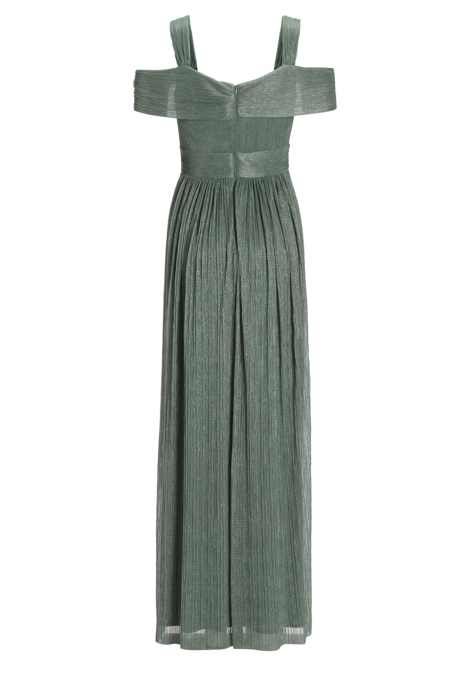 Abendkleid aus plissiertem Jersey mit metallic Fäden und Cold Shoulder Trägern