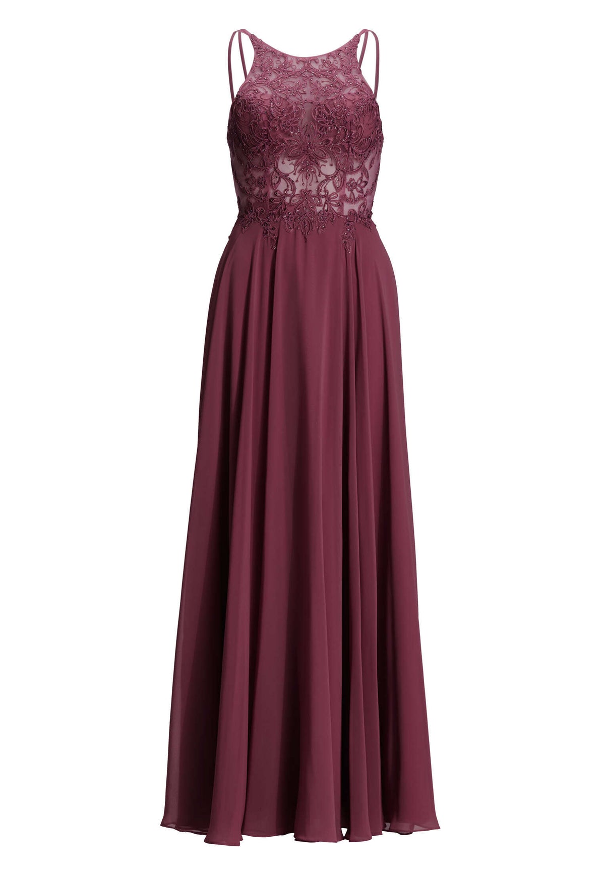 Abendkleid mit Stickerei und Chiffonrock