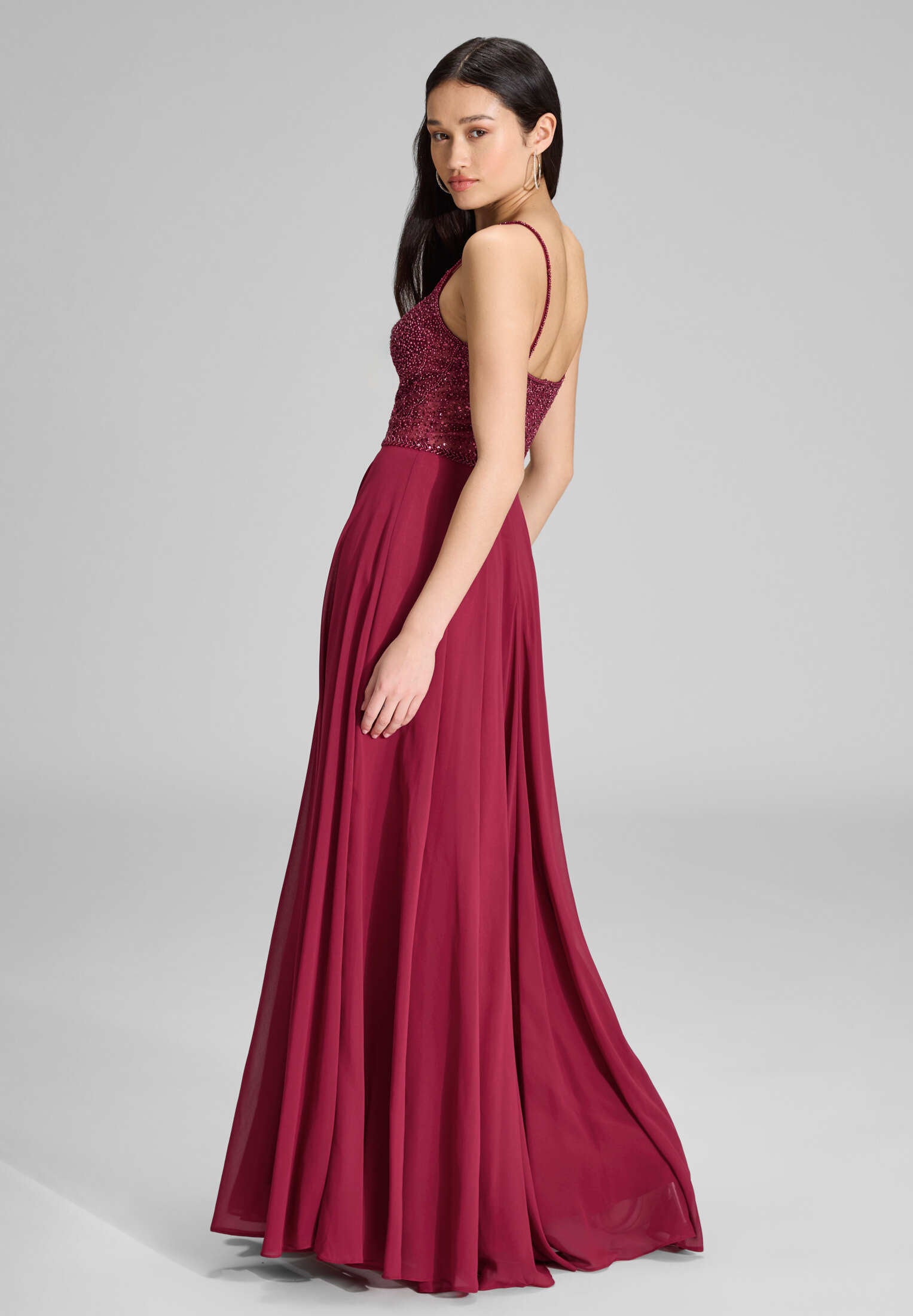 Chiffonkleid mit besticktem Top