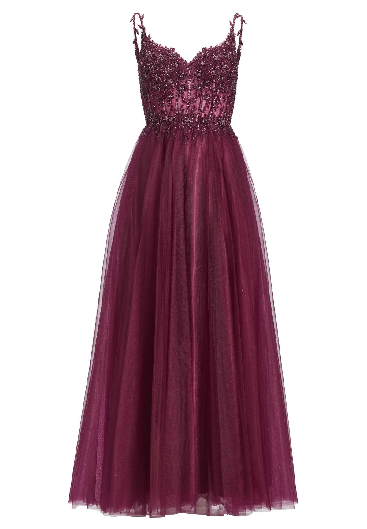 Ausgestelltes Tüllkleid mit Stickerei