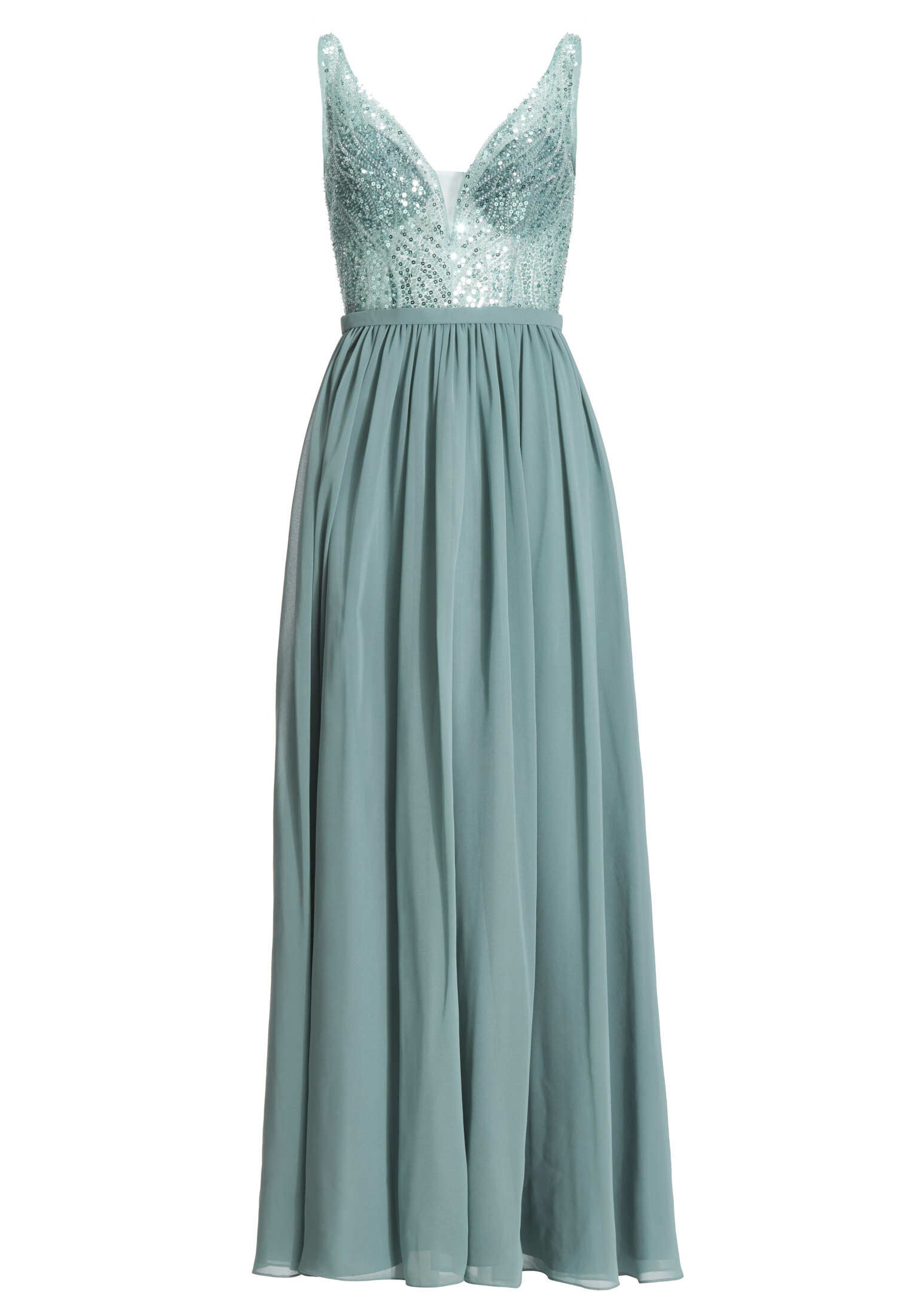 Abendkleid mit Chiffonrock und Stickerei