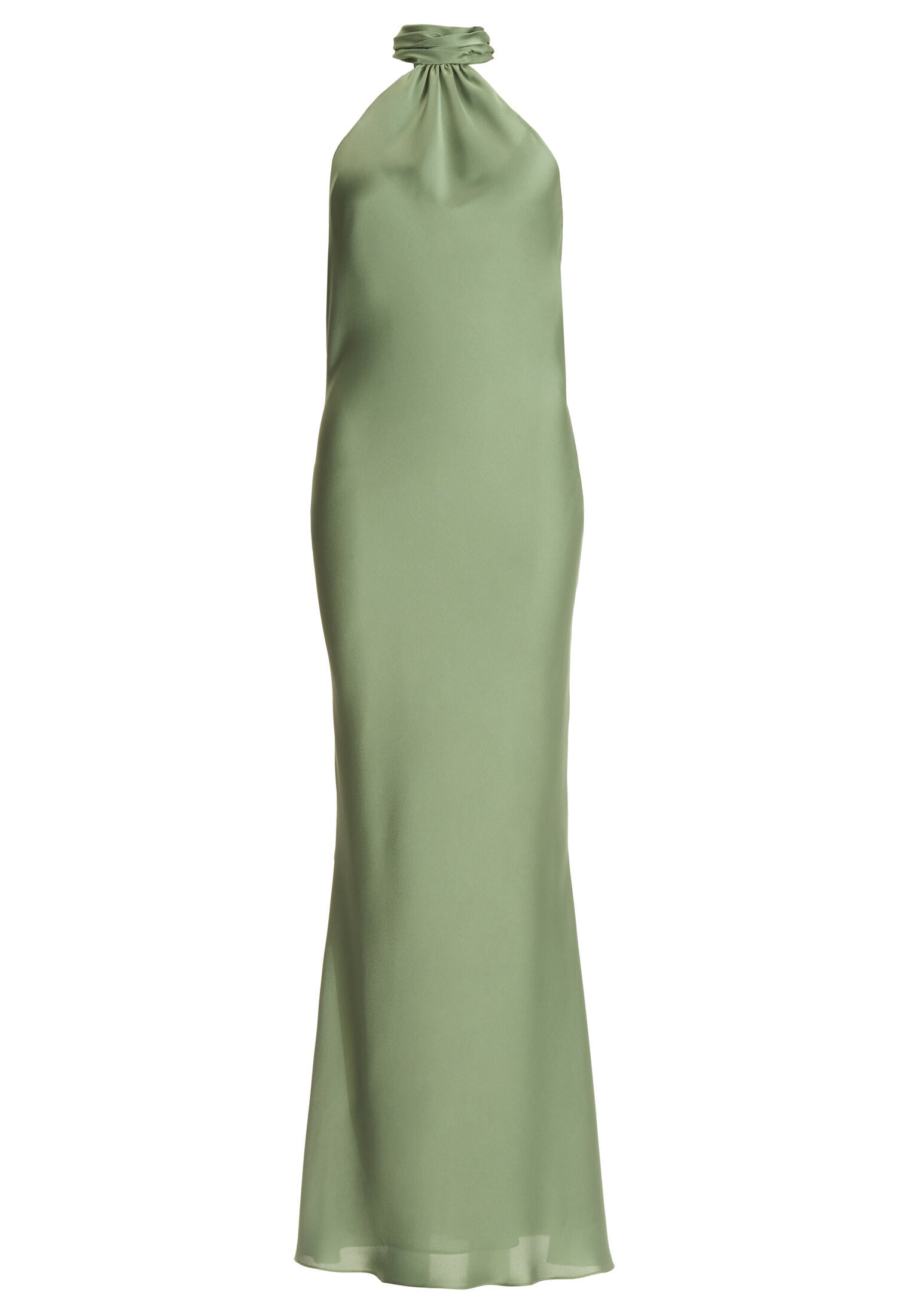 Abendkleid aus nachhaltigem Satin mit Stehkragen