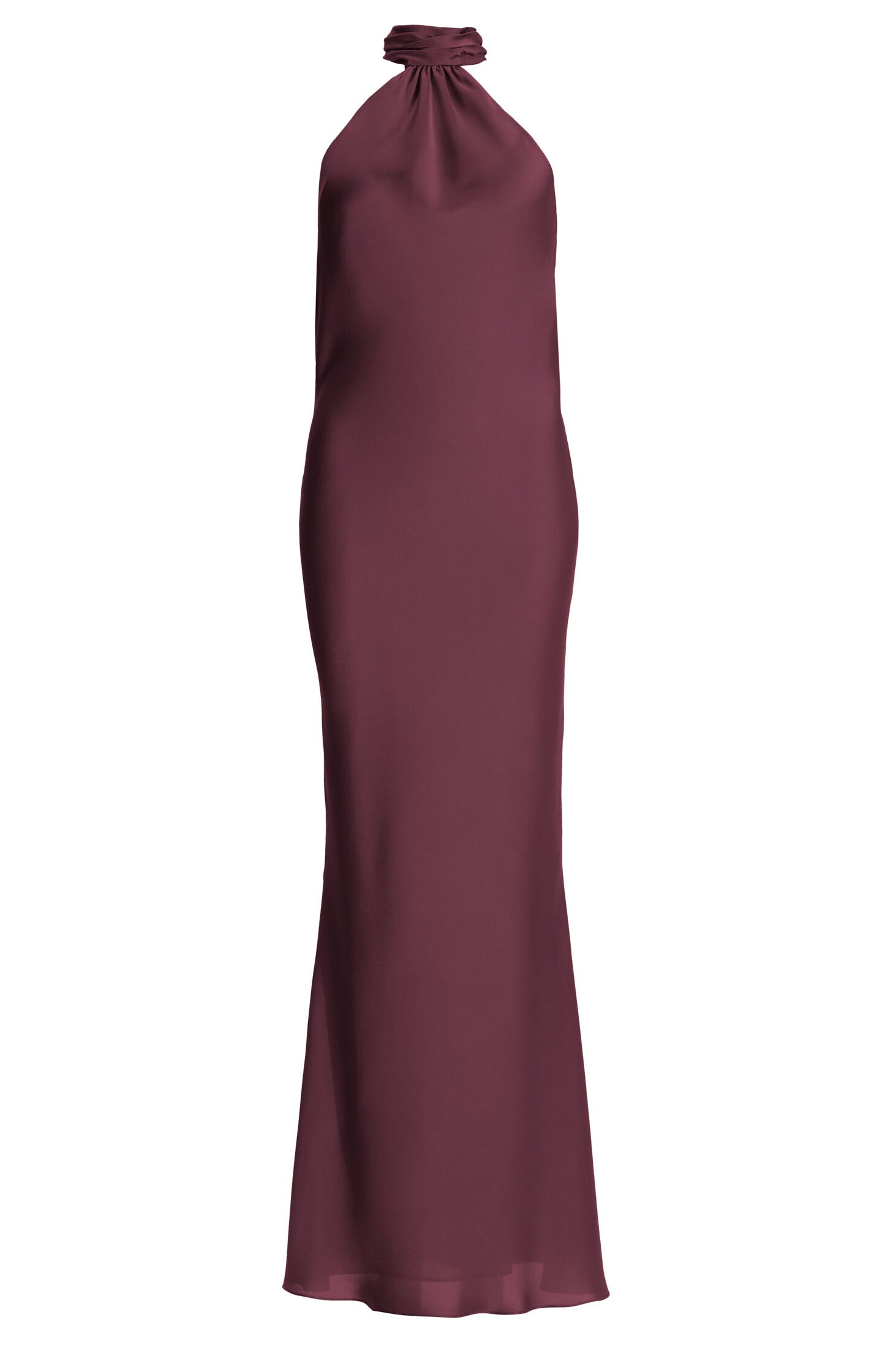 Abendkleid aus nachhaltigem Satin mit Stehkragen